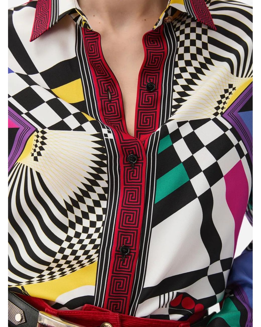 Versace White Printed Silk Twill Shirt