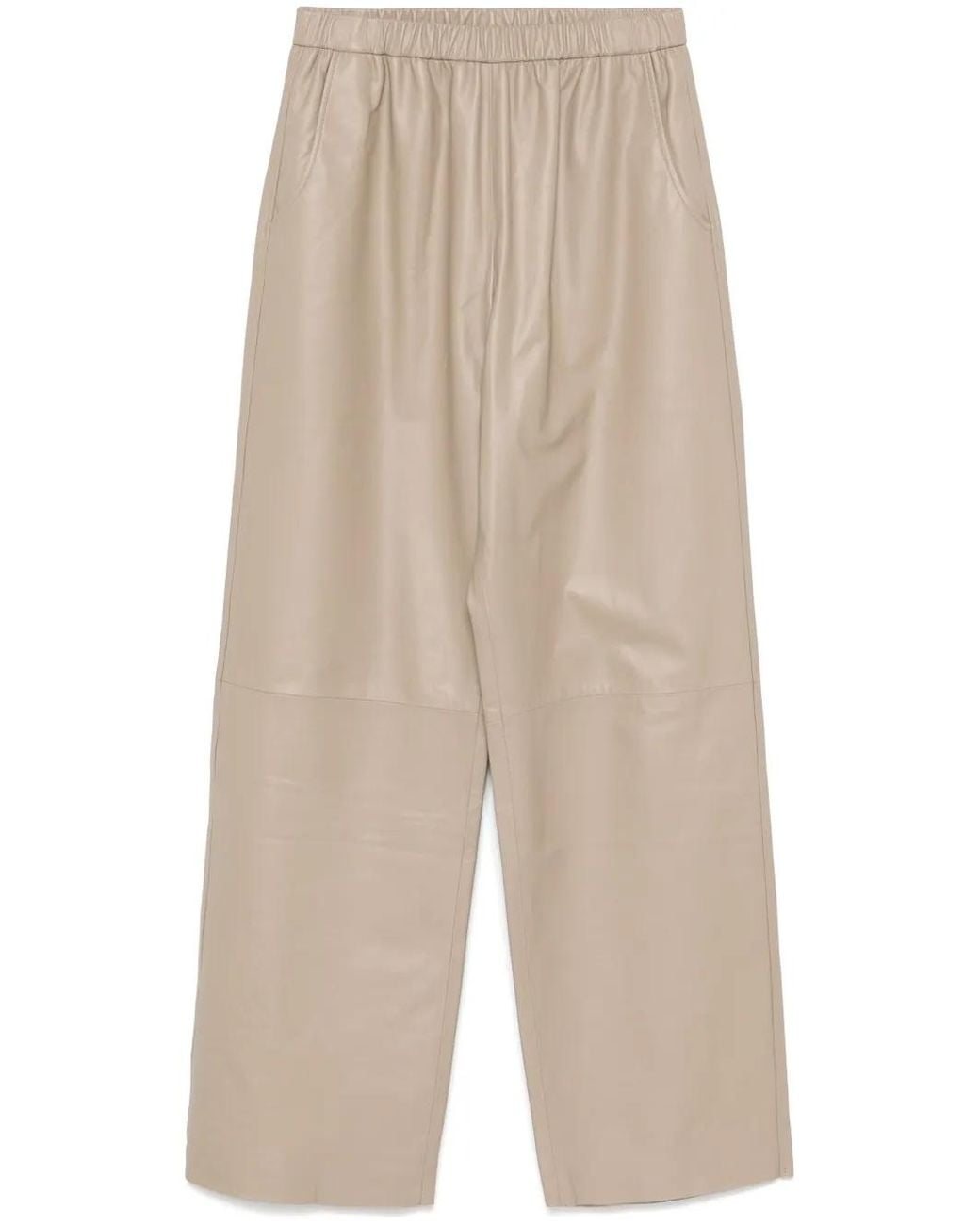 Simonetta Ravizza Natural Sheepskin Elasticated Tapered Trousers