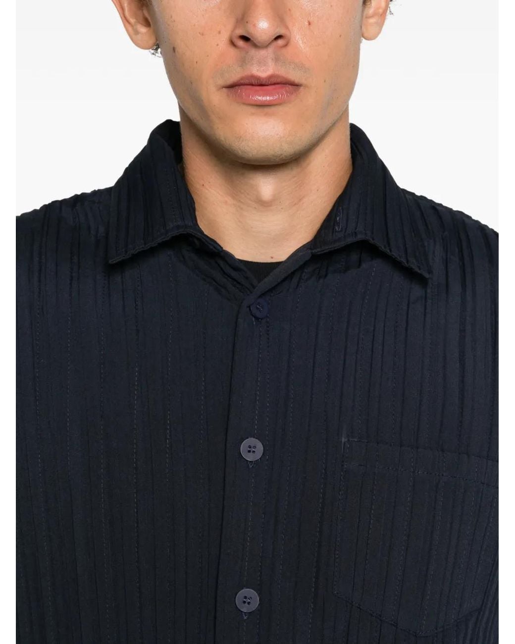 GONGDID DESIGN Blue Chemise À Effet Plissé