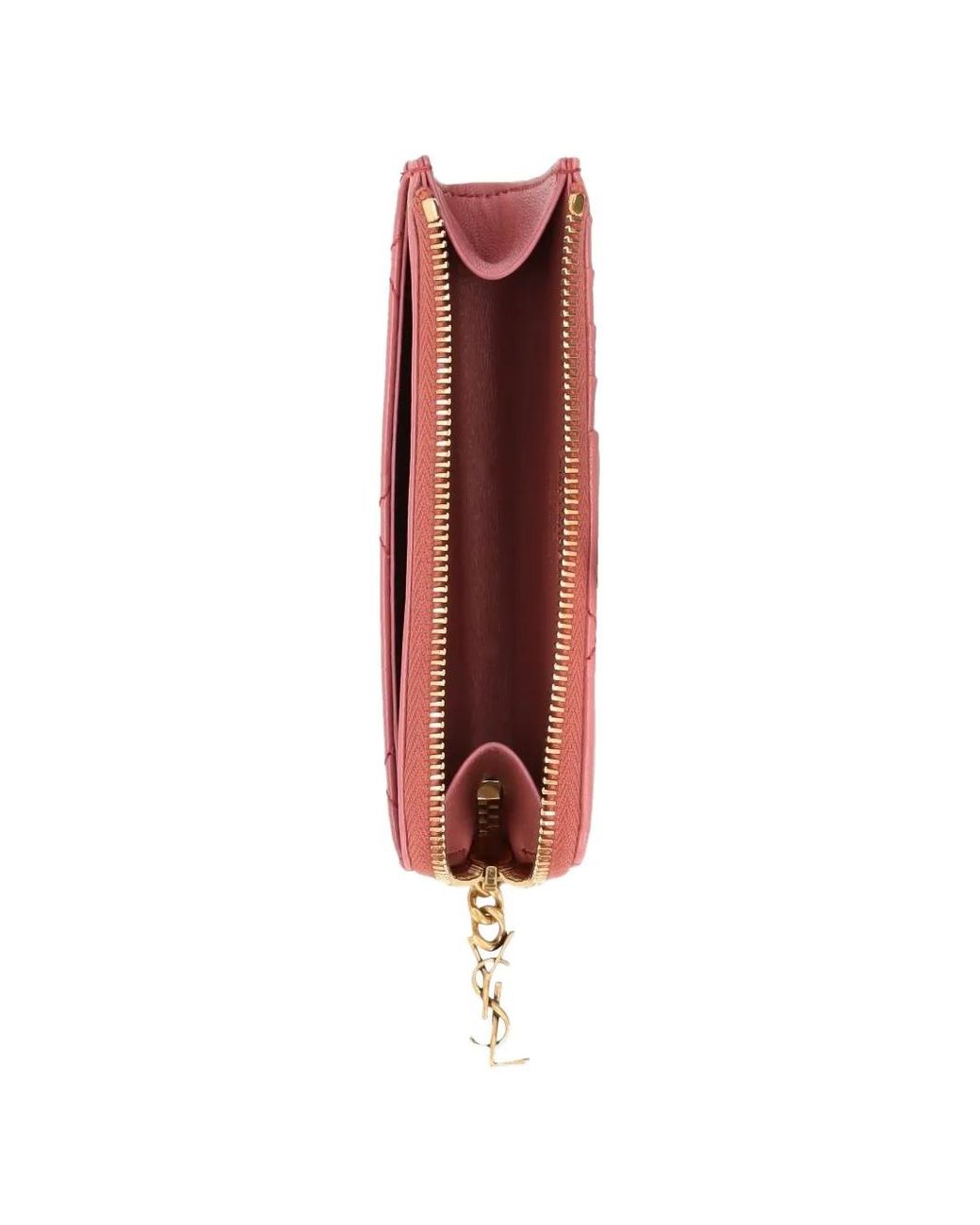 Saint Laurent Pink Cassandre Bijou Zip Card Case