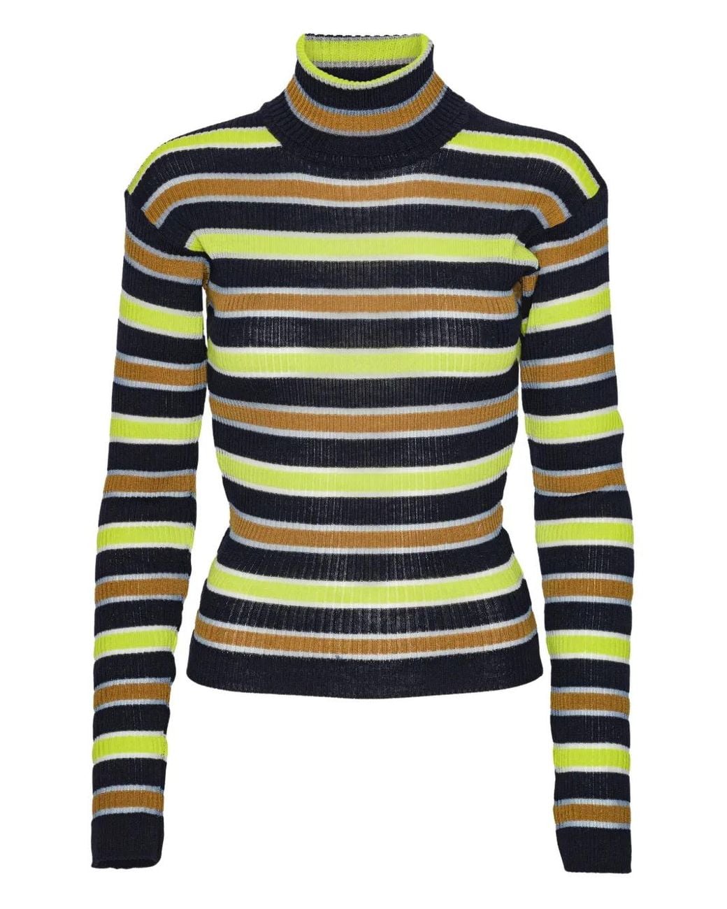 Henrik Vibskov Green Striped Roll-Neck Sweater