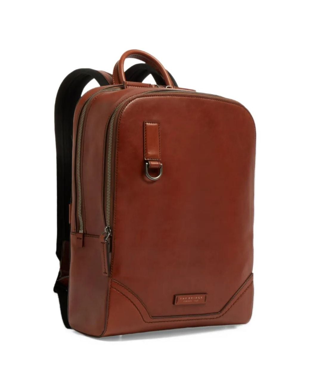 The Bridge Brown Leather Double-Zip Backpack for men