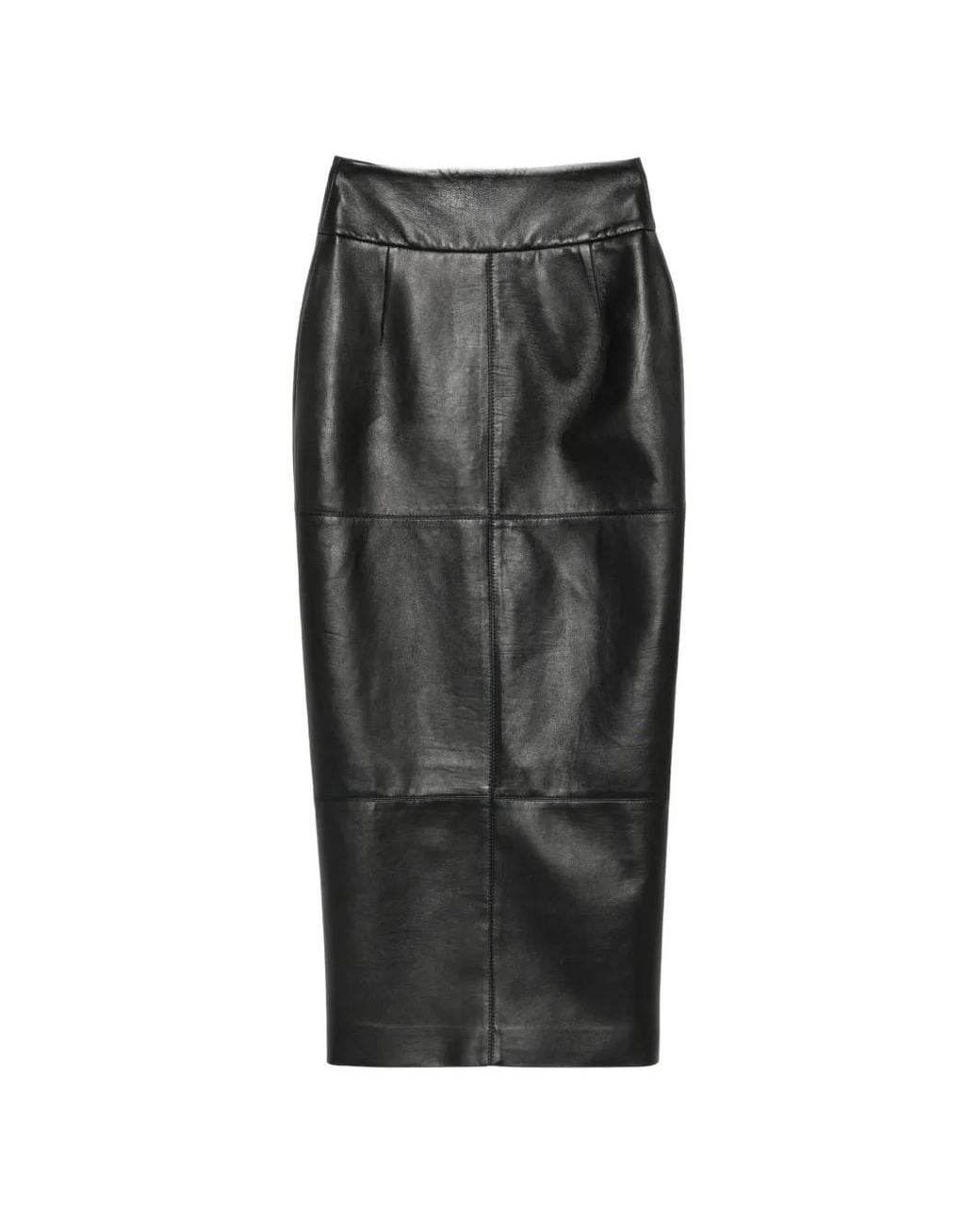 MITILIANE COUTURE Black Panelled Leather Midi Skirt