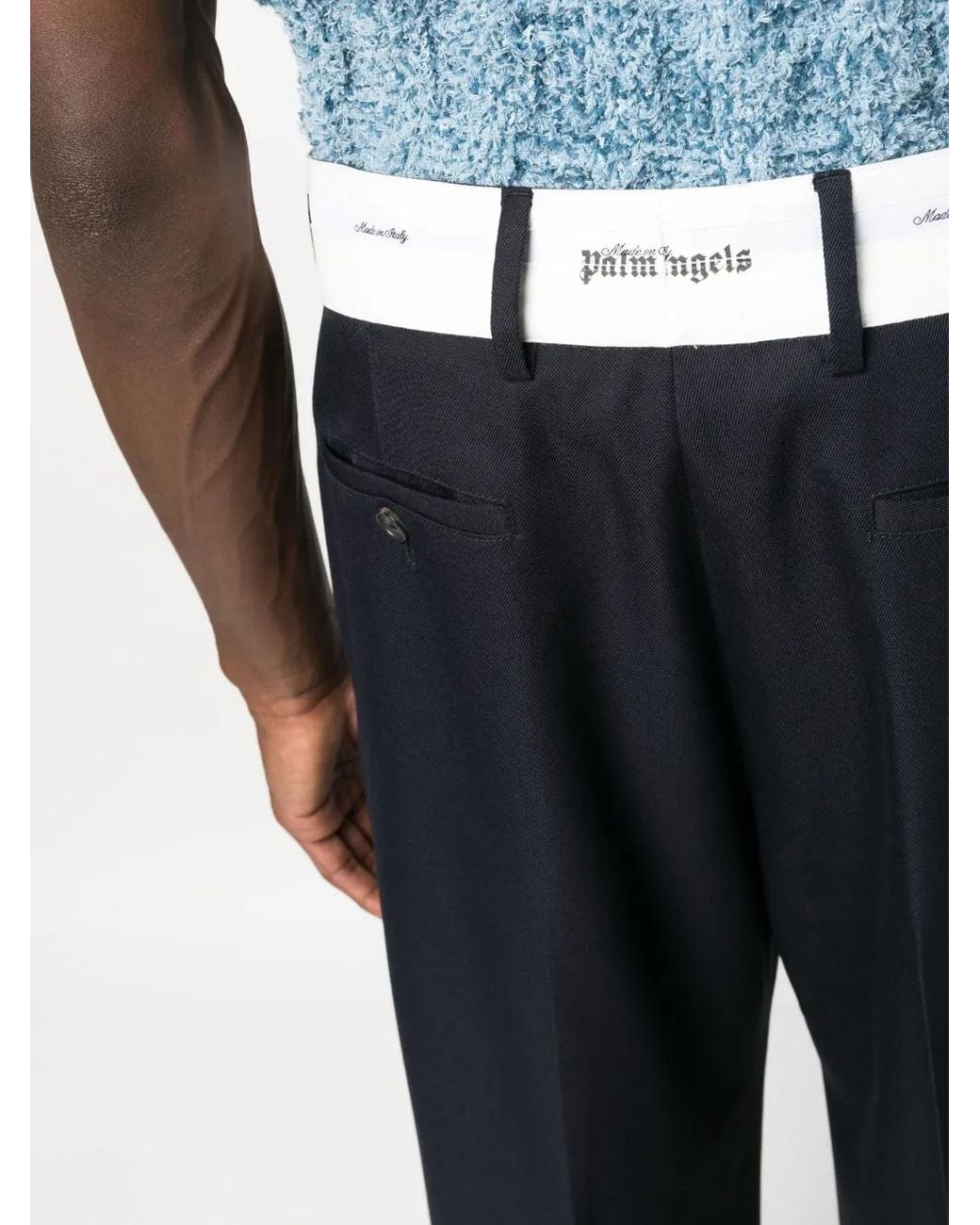 Palm Angels Blue Sartorial Tape Chino Trousers for men