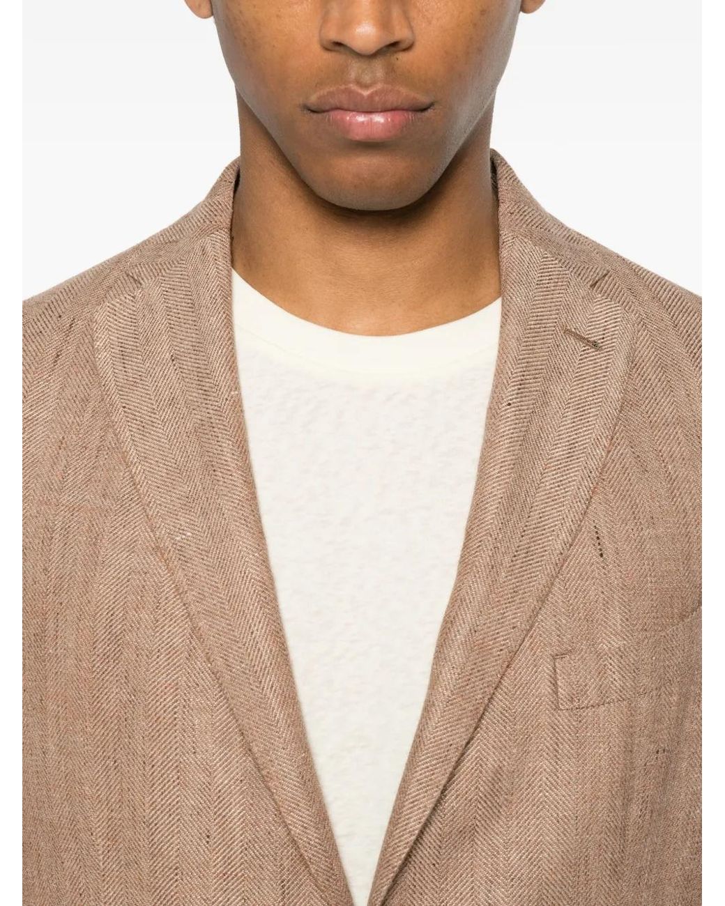 Boglioli Natural Blazer Boutonné À Chevrons for men