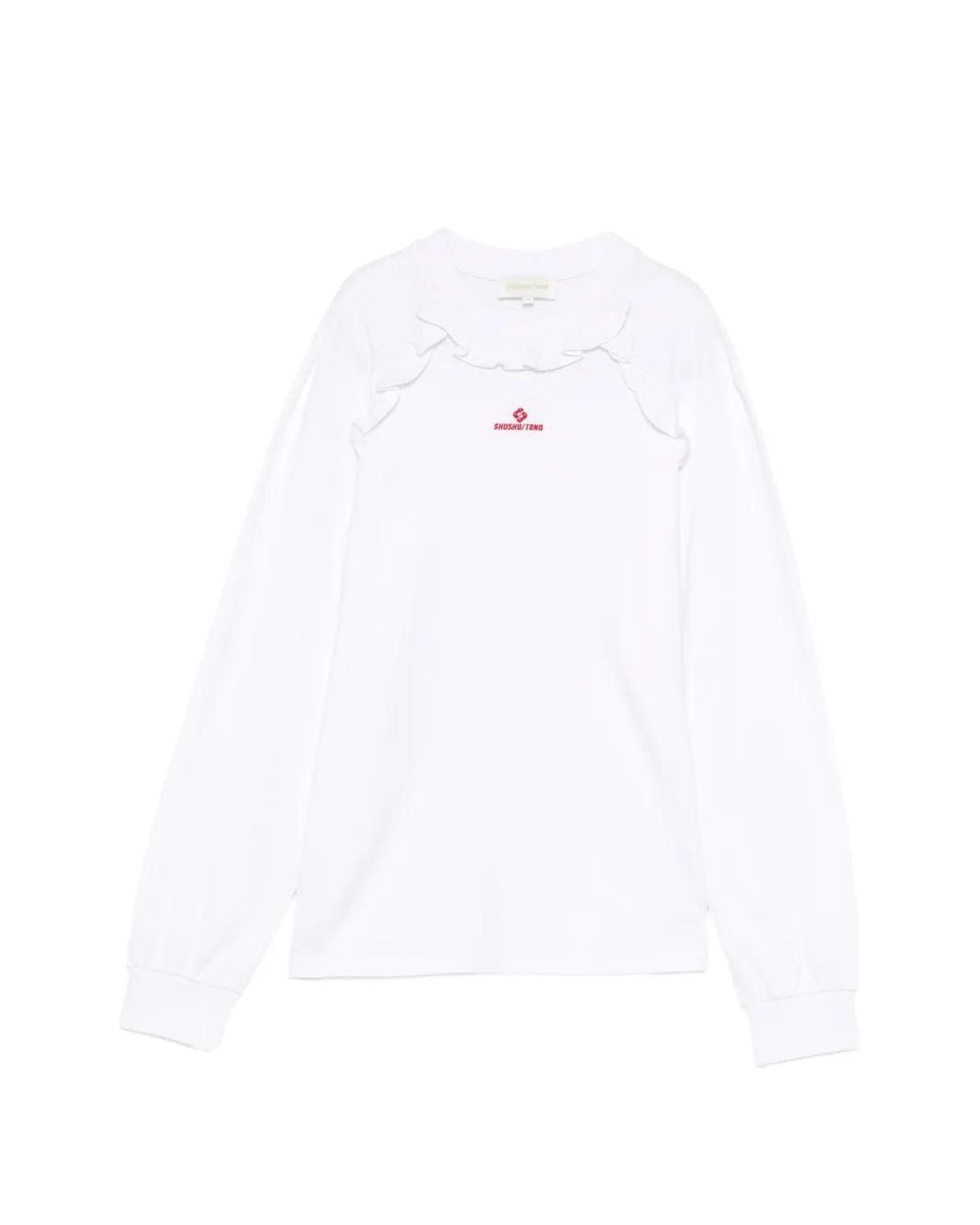 ShuShu/Tong White Ruffled Long-Sleeve T-Shirt
