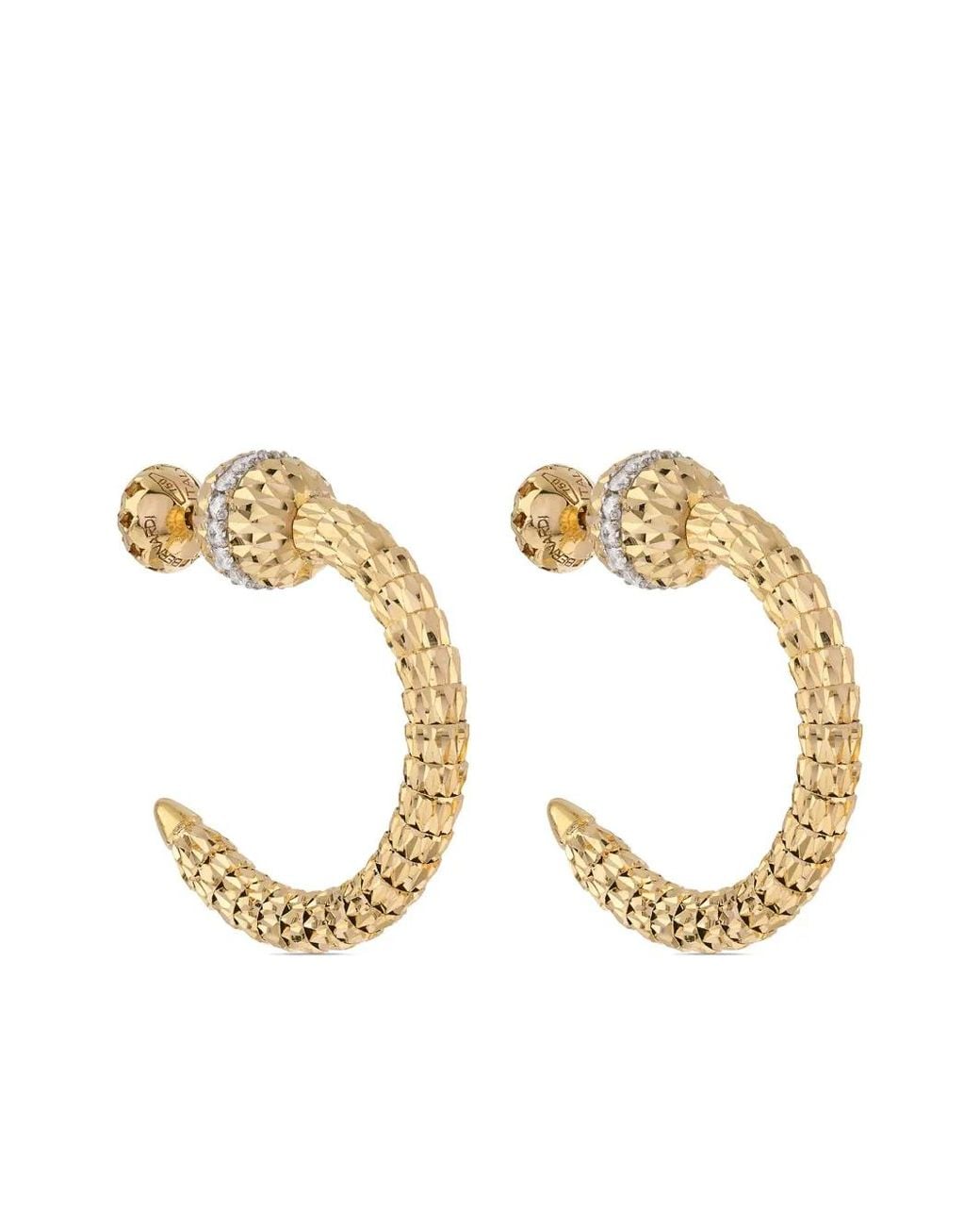 Officina Bernardi Metallic 18Kt Ophidia Diamond Hoop Earrings