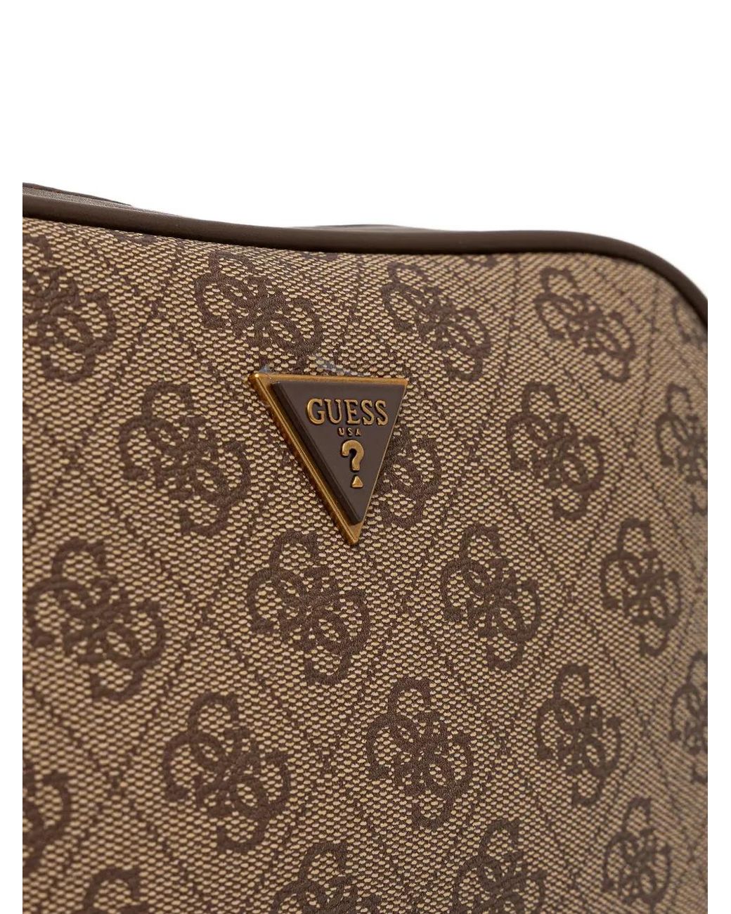 Guess Brown Milano Monogram-Pattern Logo Messenger Bag for men