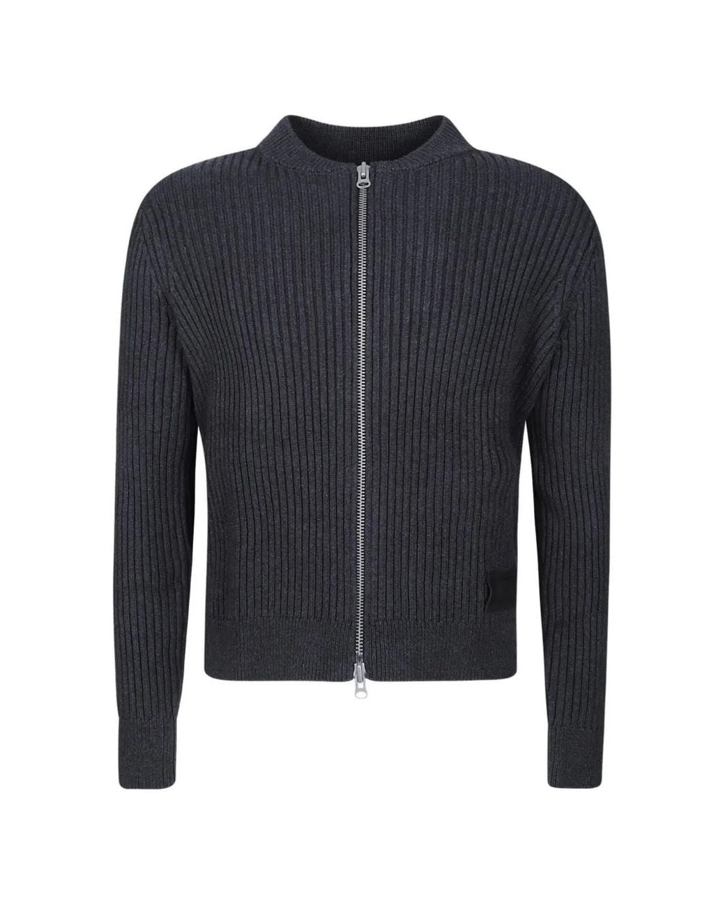 Carrera Blue Ash Ribbed-Knit Bomber Cardigan for men