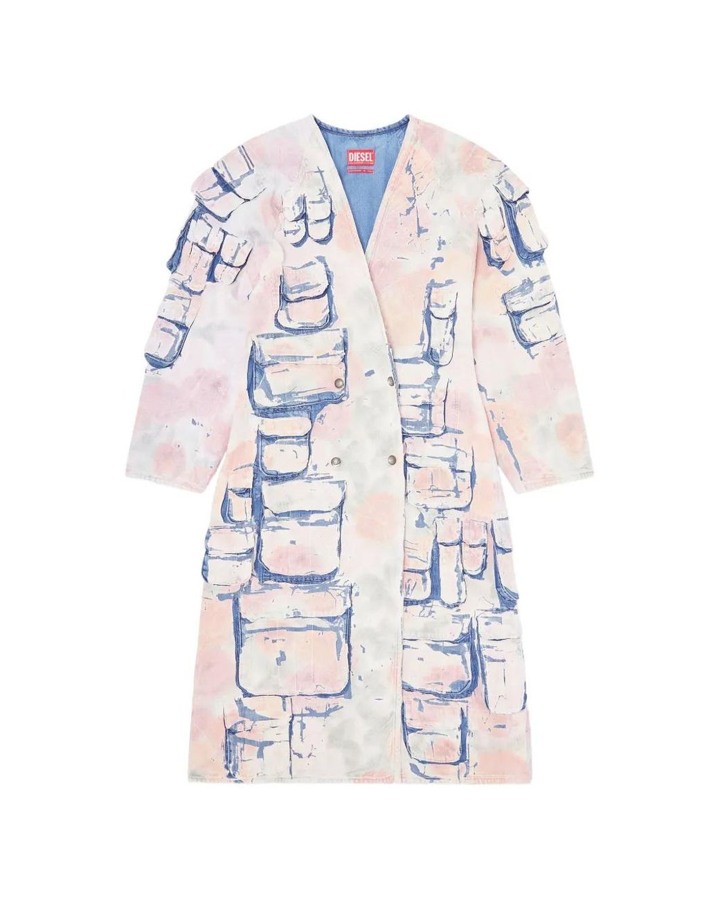 DIESEL White Manteau En Jean À Carreaux
