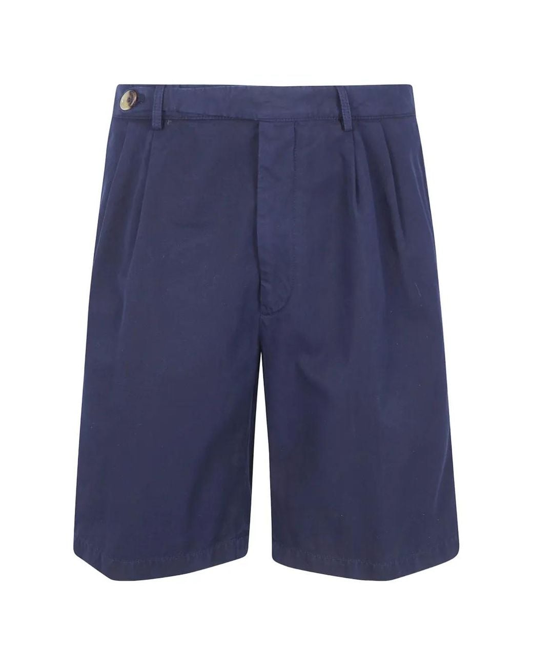 Brunello Cucinelli Blue Pleated Bermuda Shorts for men
