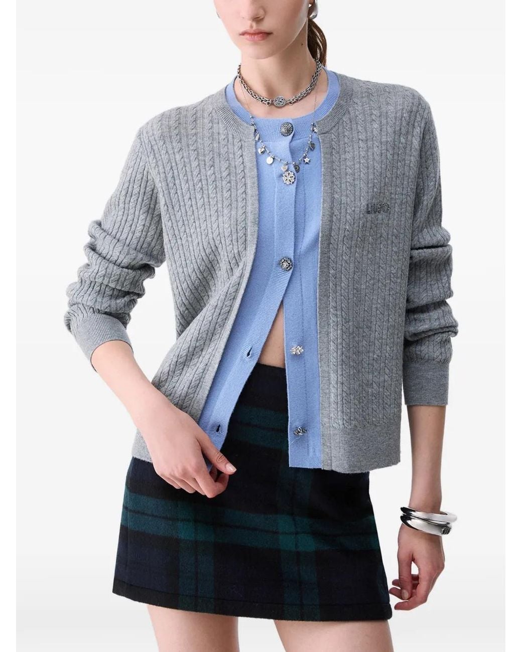 Liu Jo Blue Cardigan With Jewel Buttons