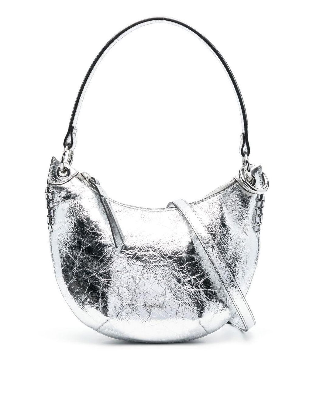 Ba&sh Swing Metallic-leather Shoulder Bag in Grey | Lyst Canada