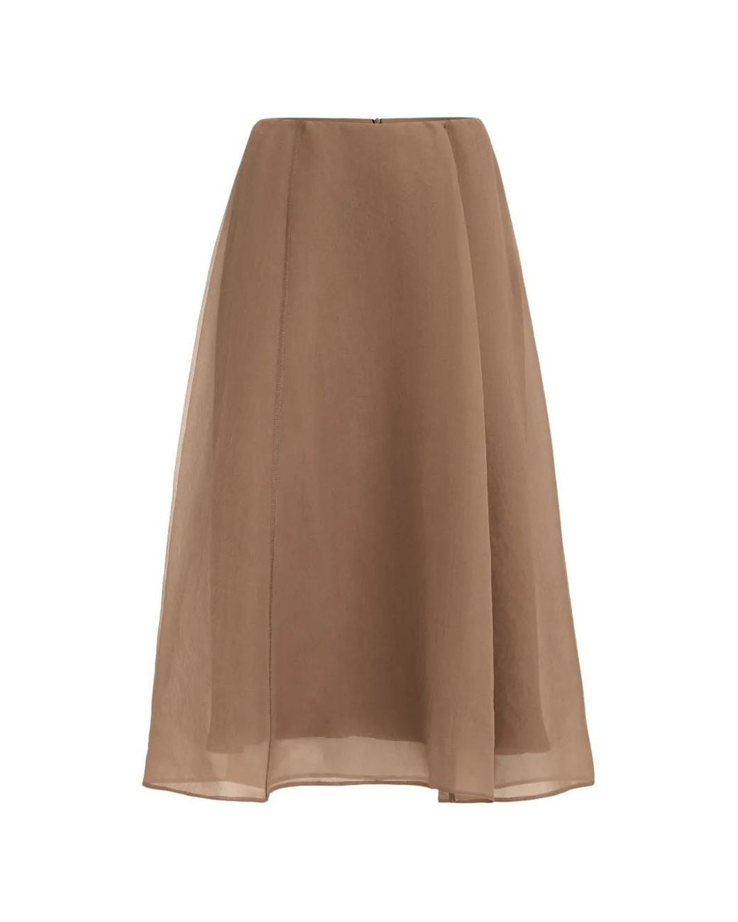 Brunello Cucinelli Brown Crispy Silk Circle Skirt