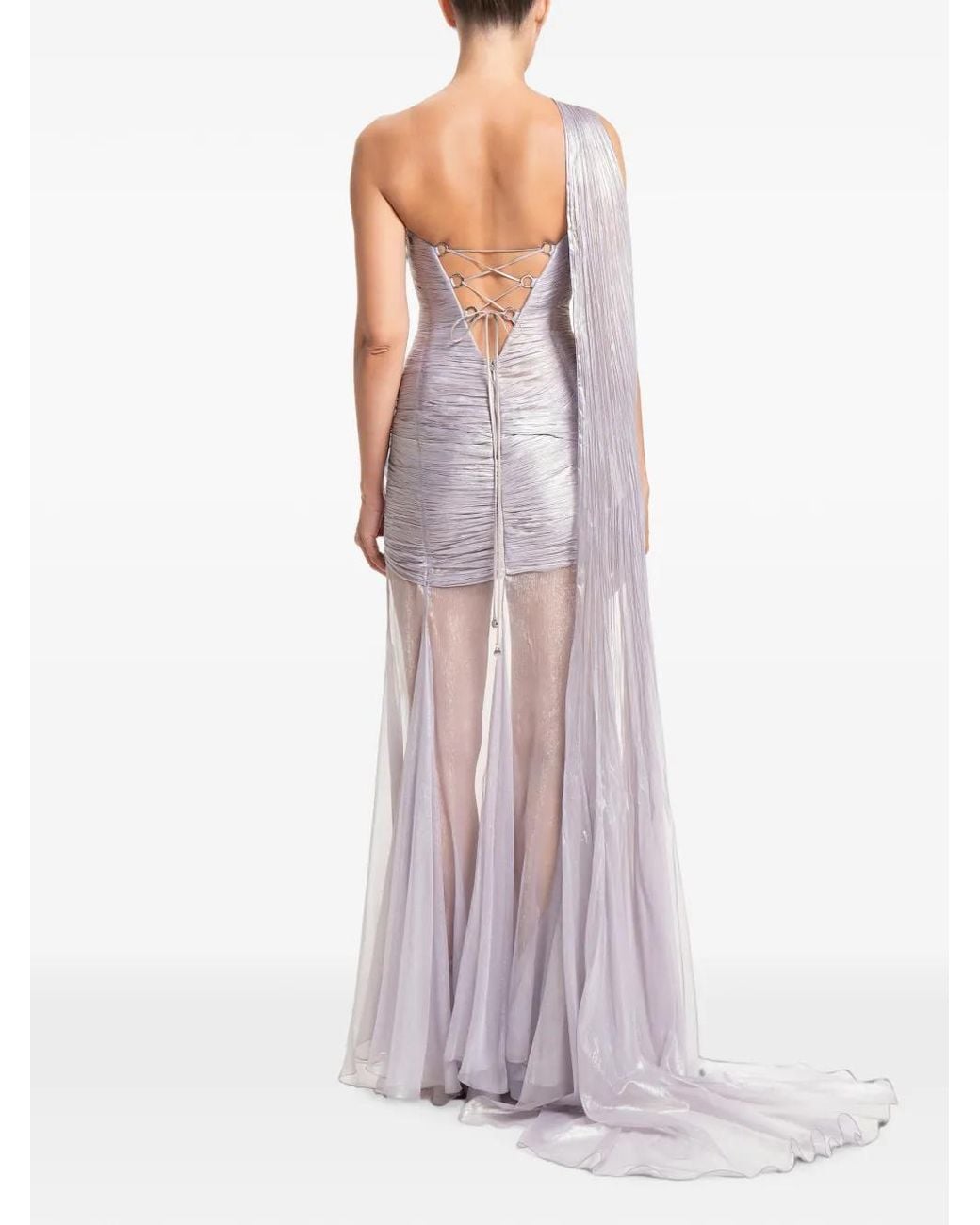 Maria Lucia Hohan Purple Marimar One-Shoulder Maxi Gown