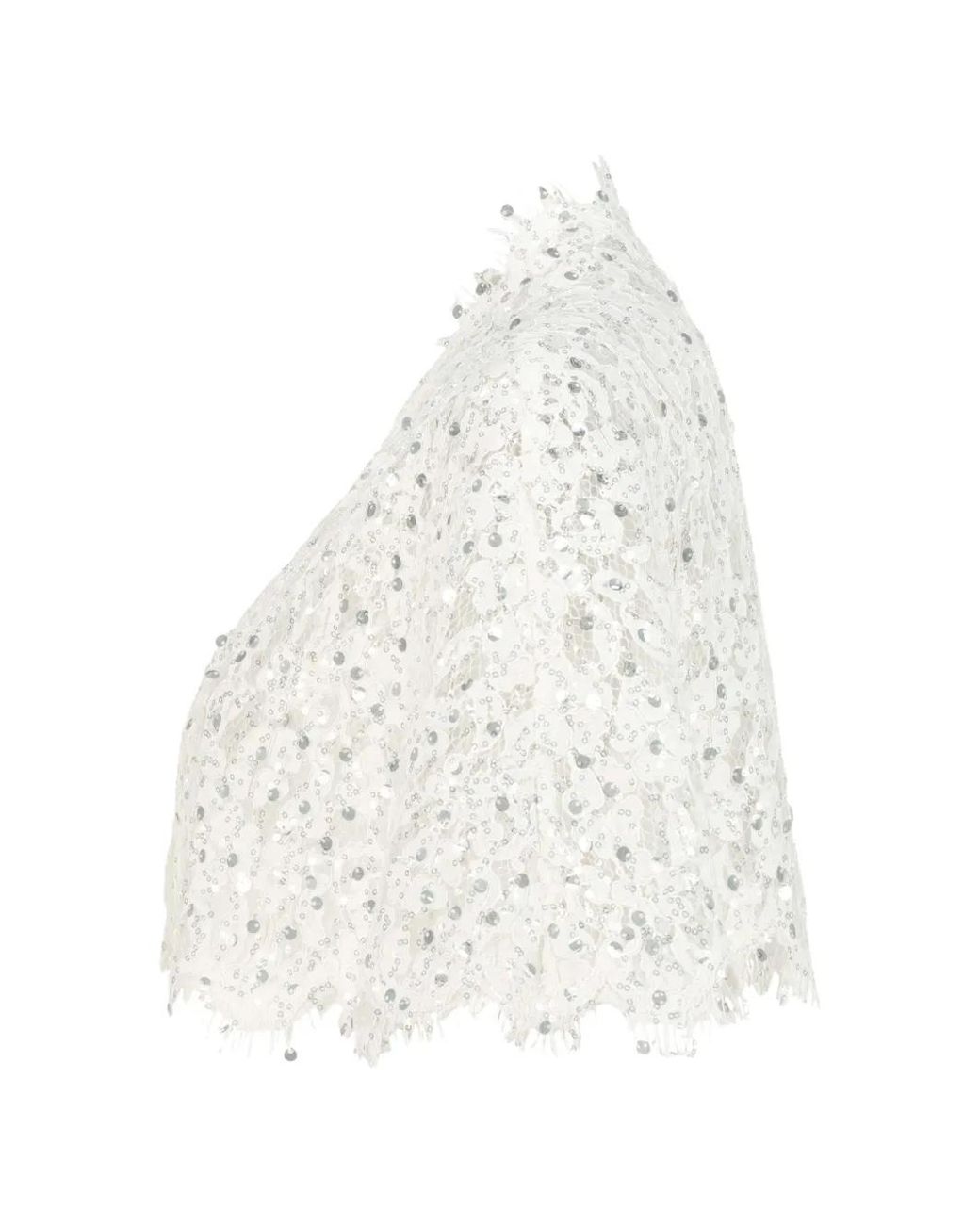 Adamaris White Sequin-Embroidered Lace Jacket