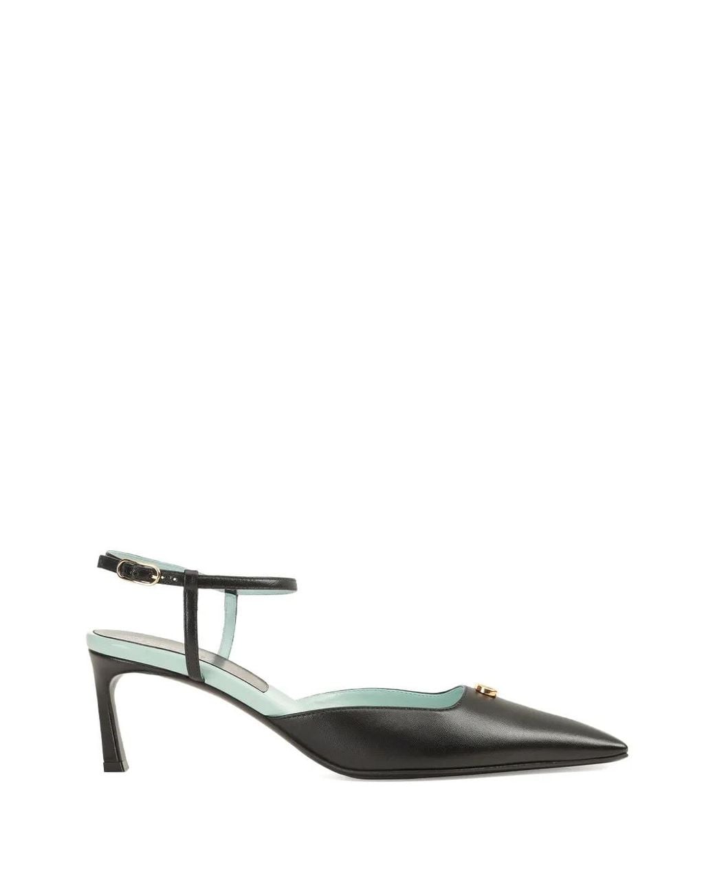 Sergio Rossi Black Surge Ankle-Strap Logo-Detail Pumps