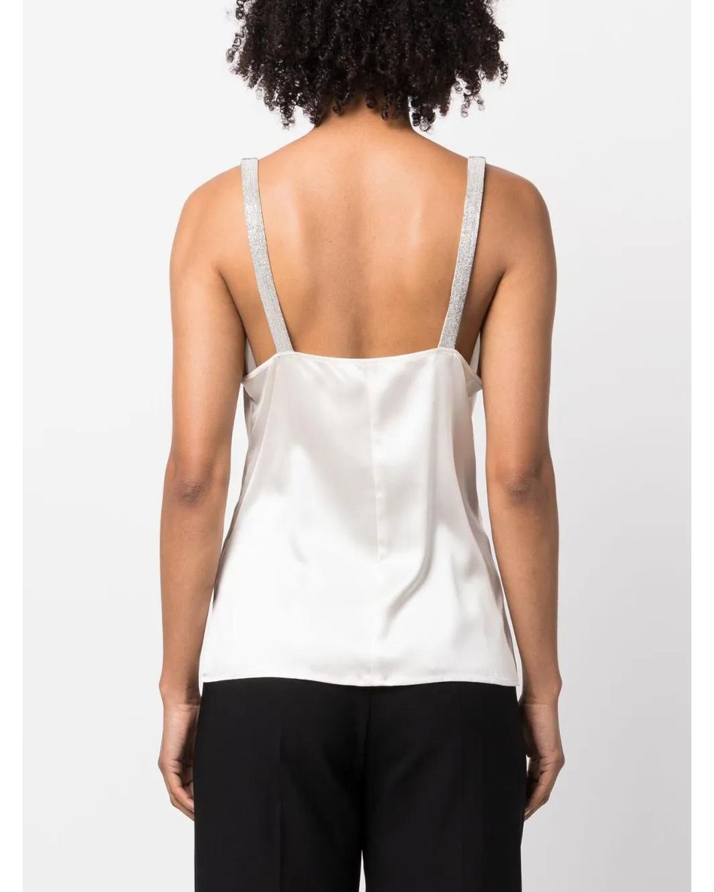 Fabiana Filippi White Metallic-Trim Satin Camisole