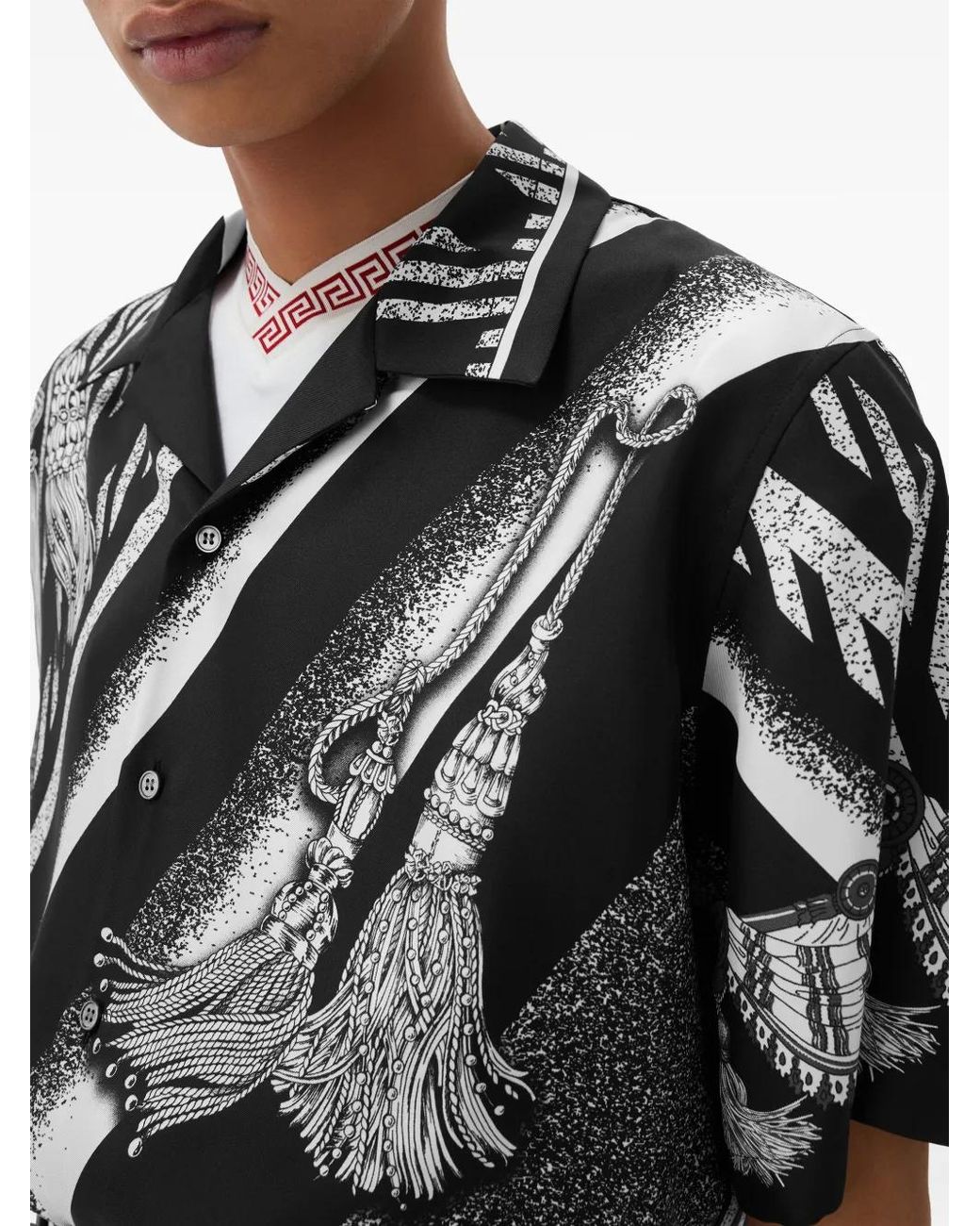 Versace Black Printed Silk Twill Shirt for men