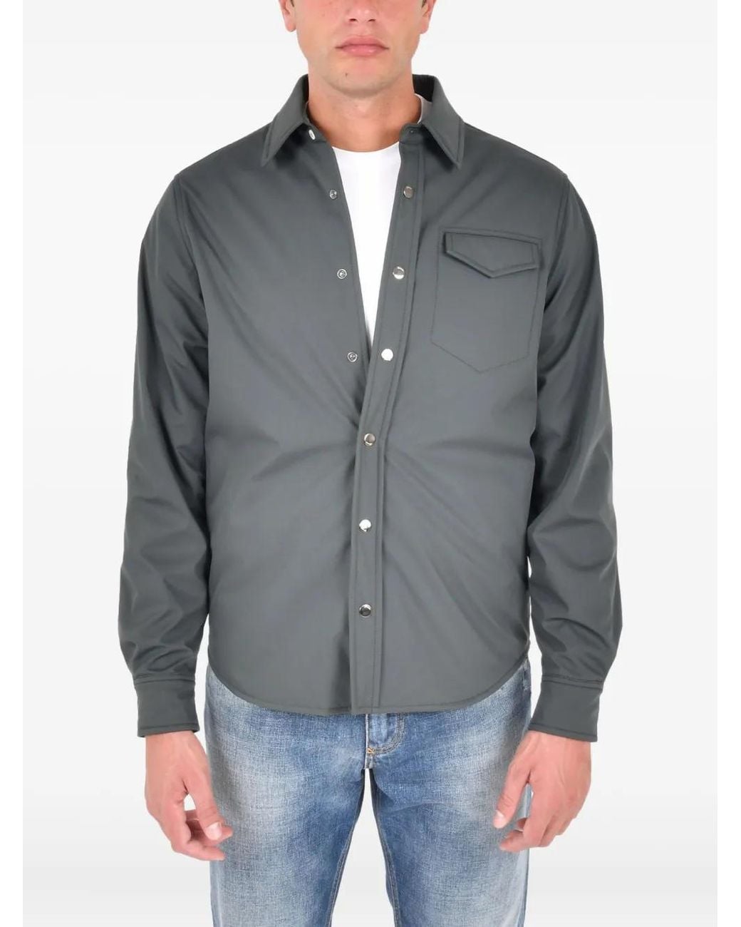 Drumohr Gray Front-Pocket Overshirt for men