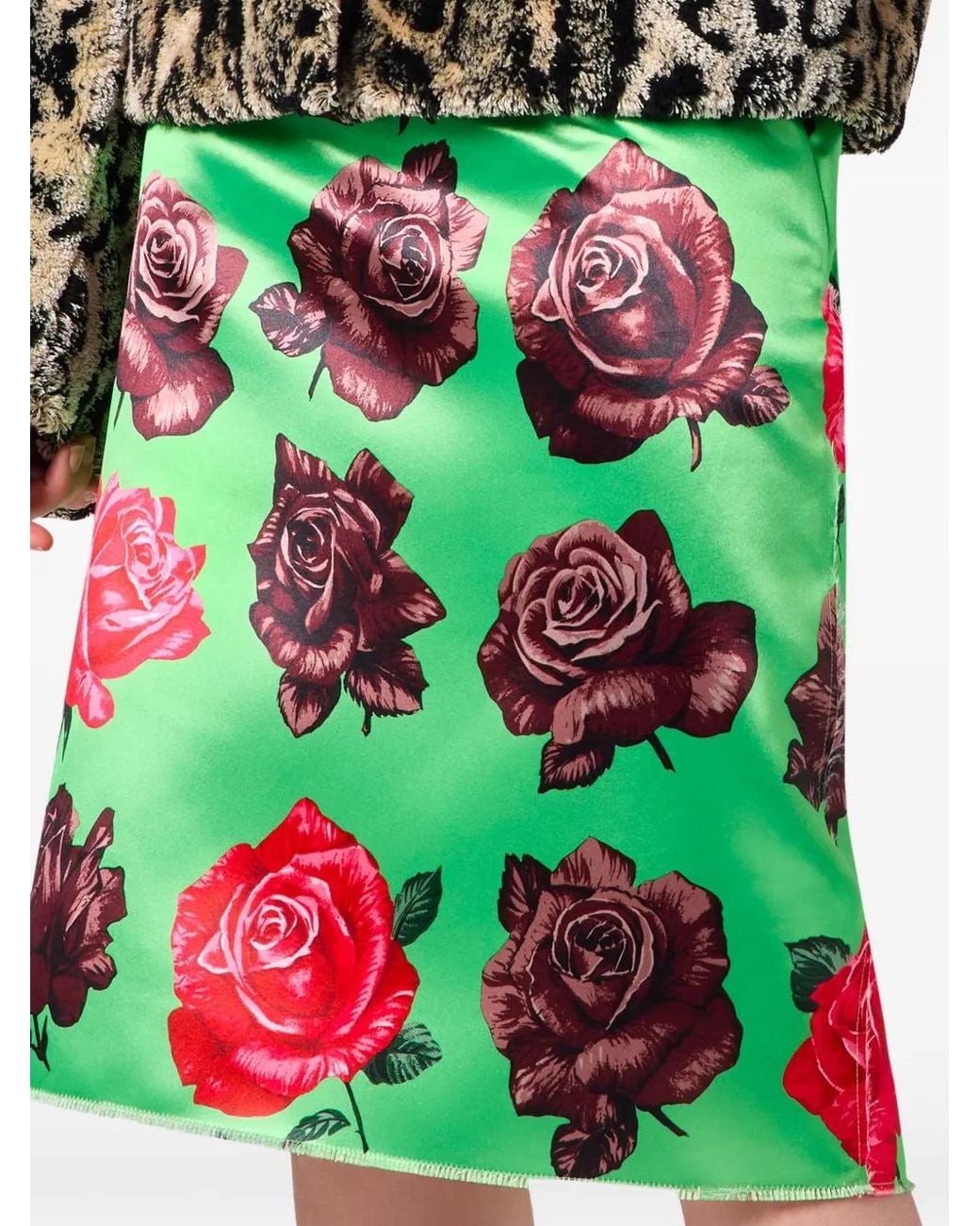 MSGM Mini-Rok Met Roosprint in het Green
