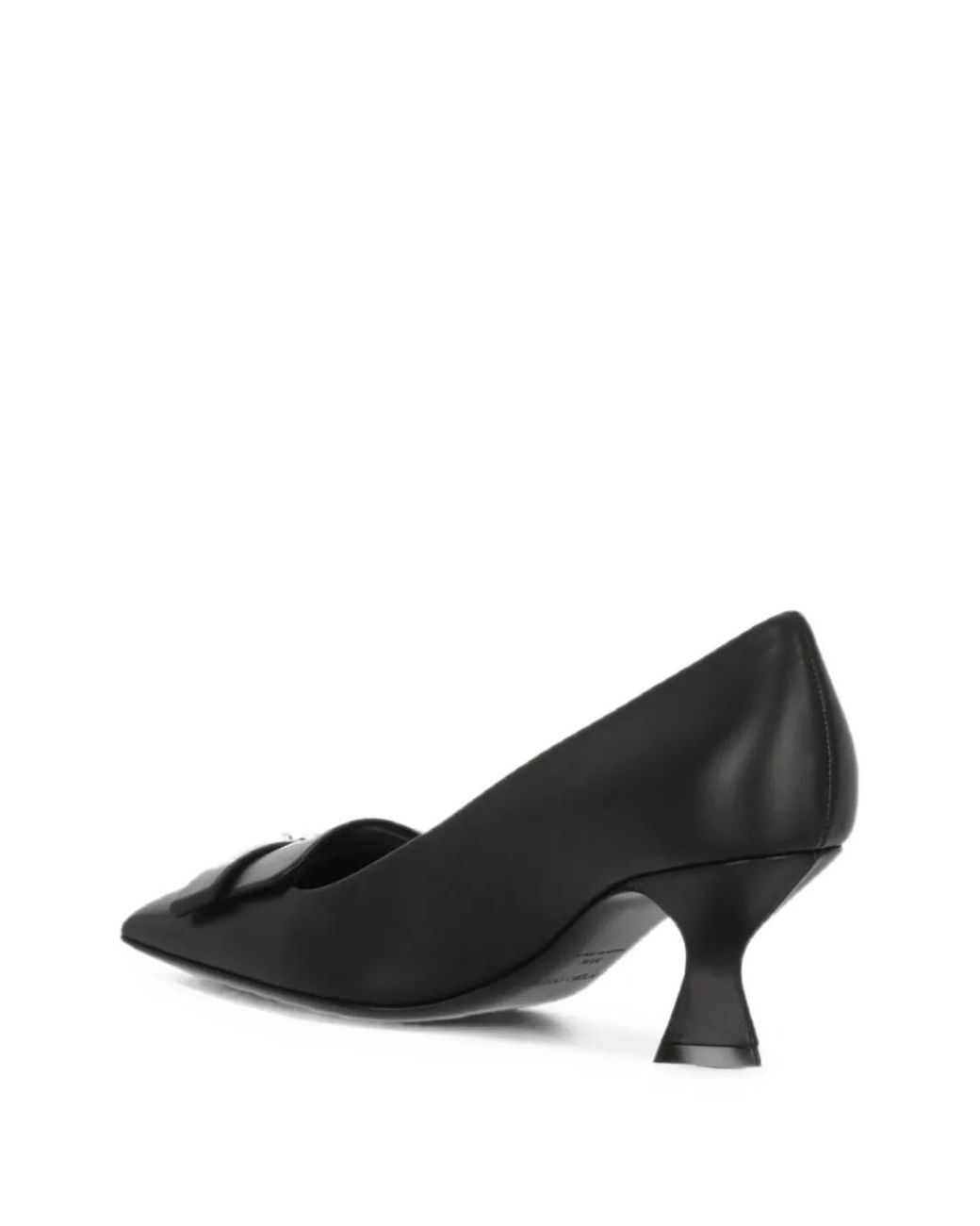Sergio Rossi Black Plaque-Detail Squared-Toe Heeled Pumps