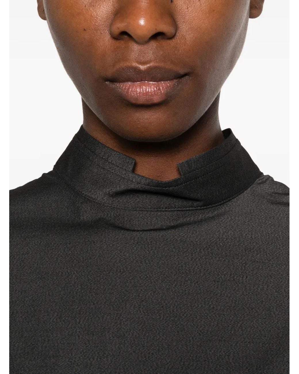 Issey Miyake Gray Mute High-Neck Top