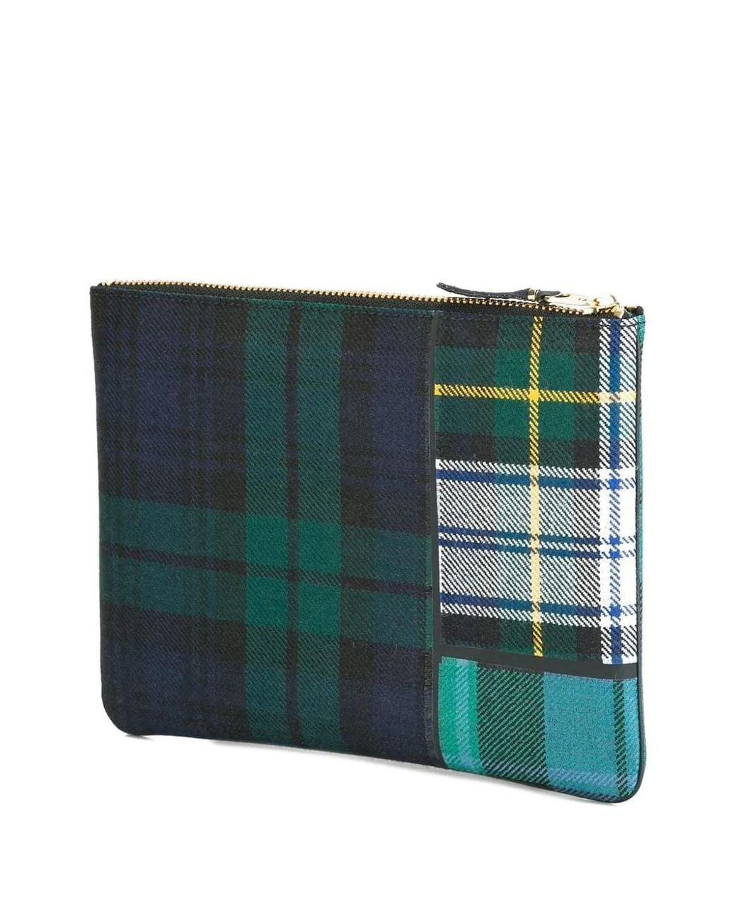 Comme des Garçons Blue Tartan Patchwork Clutch