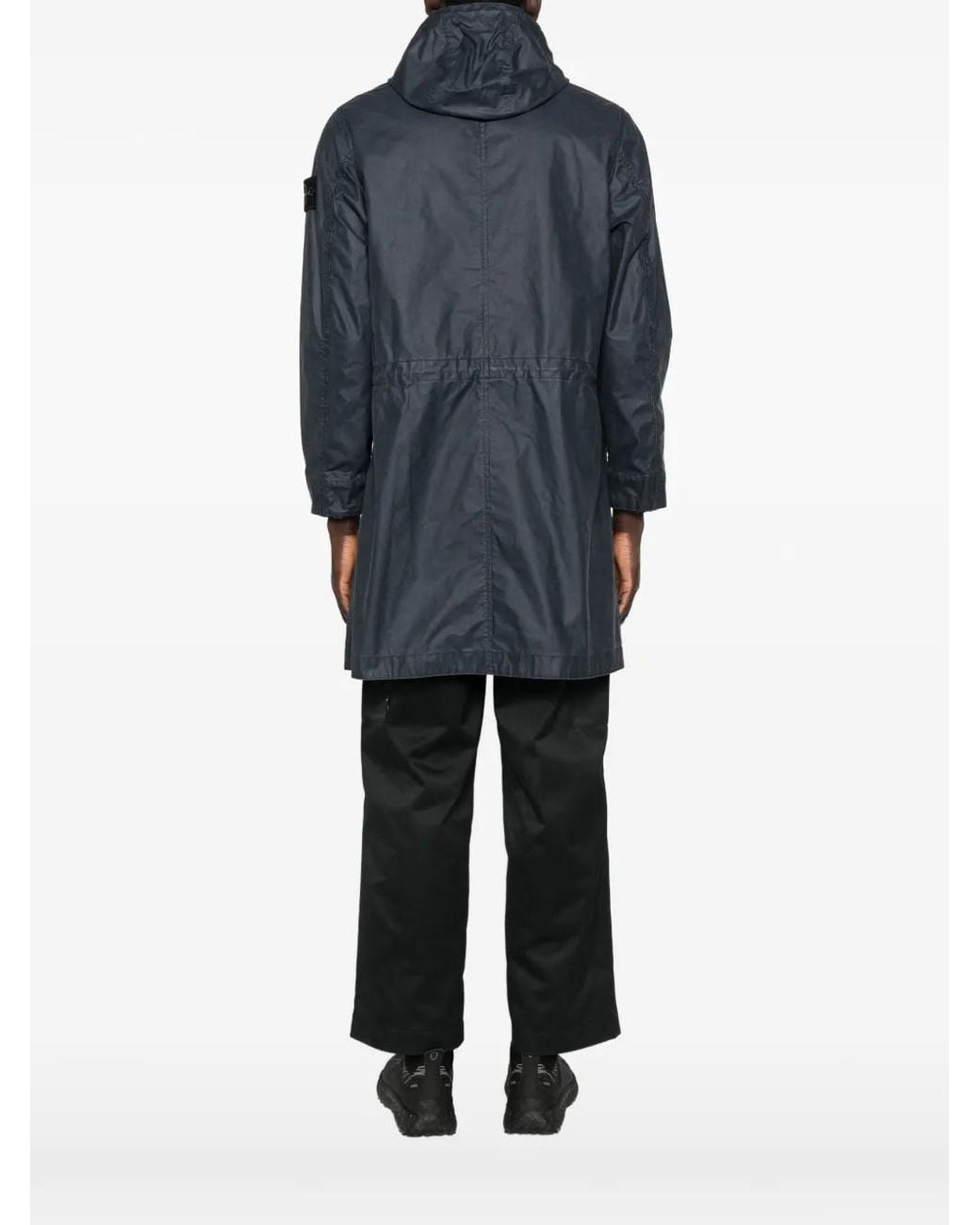 Stone Island Blue 7100002 Waxed Pigment Cotton Tela Hooded Parka for men
