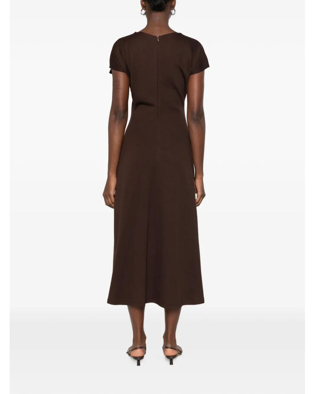 Dixie Brown Robe Longue Évasée À Manches Courtes