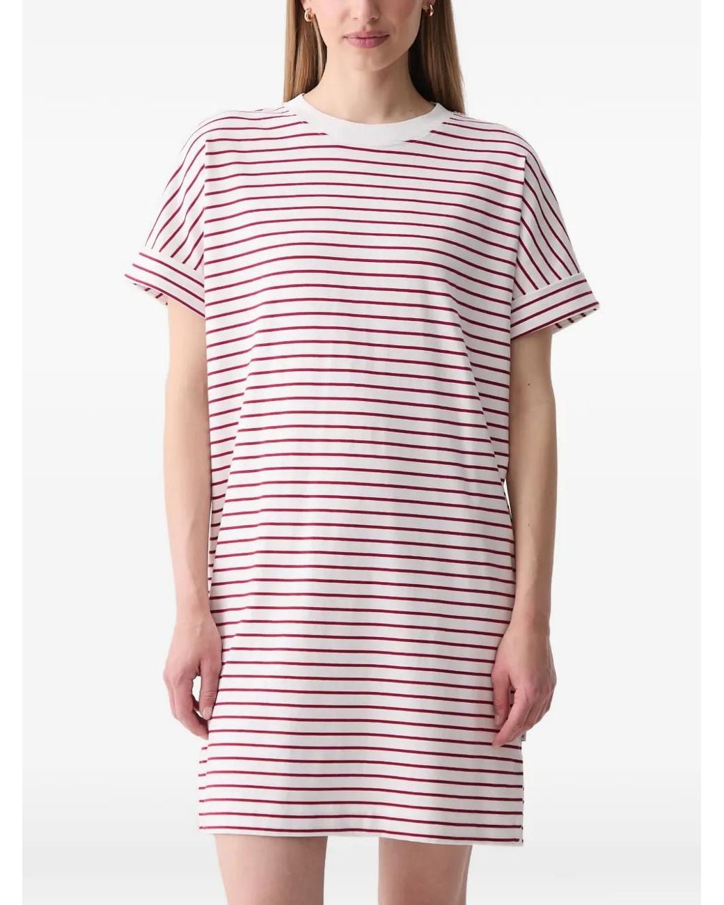 Marc O' Polo Red Striped Short-Sleeve Mini Dress