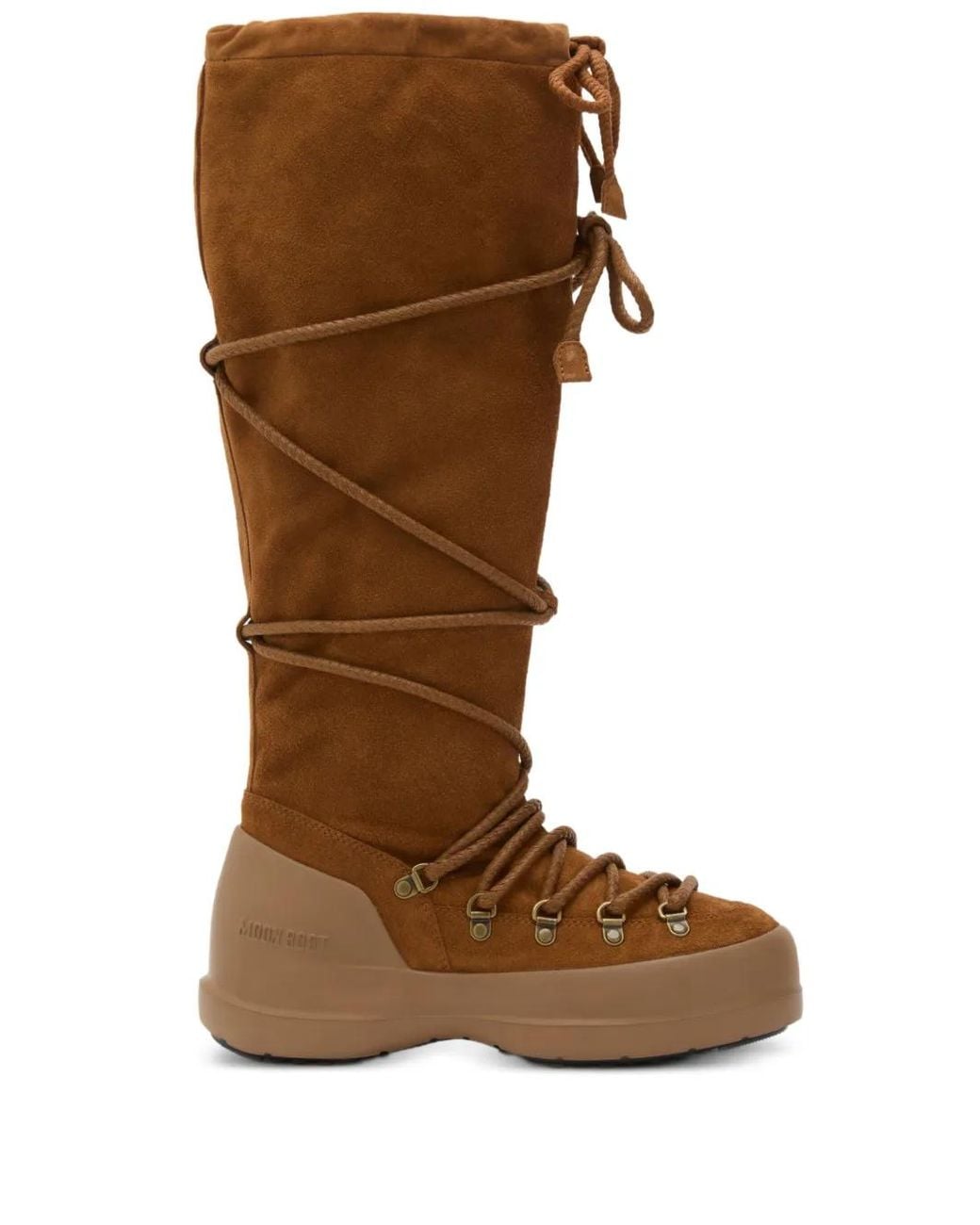 Moon Boot Brown Luna Lace-Up Suede Boots