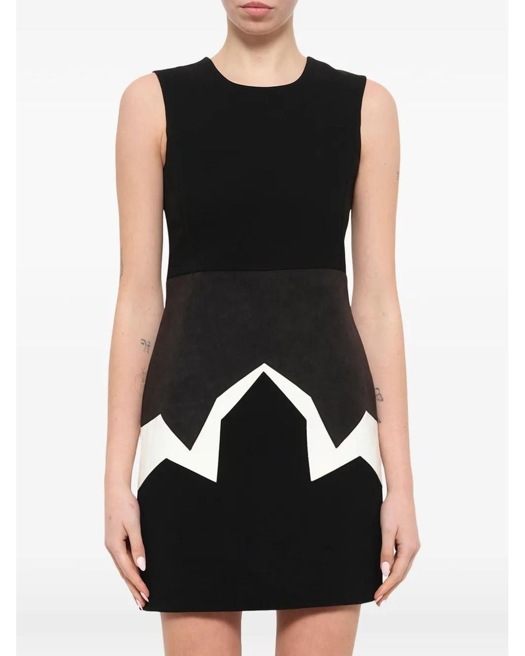 Neil Barrett Black Zigzag-Panel Sleeveless Mini Dress