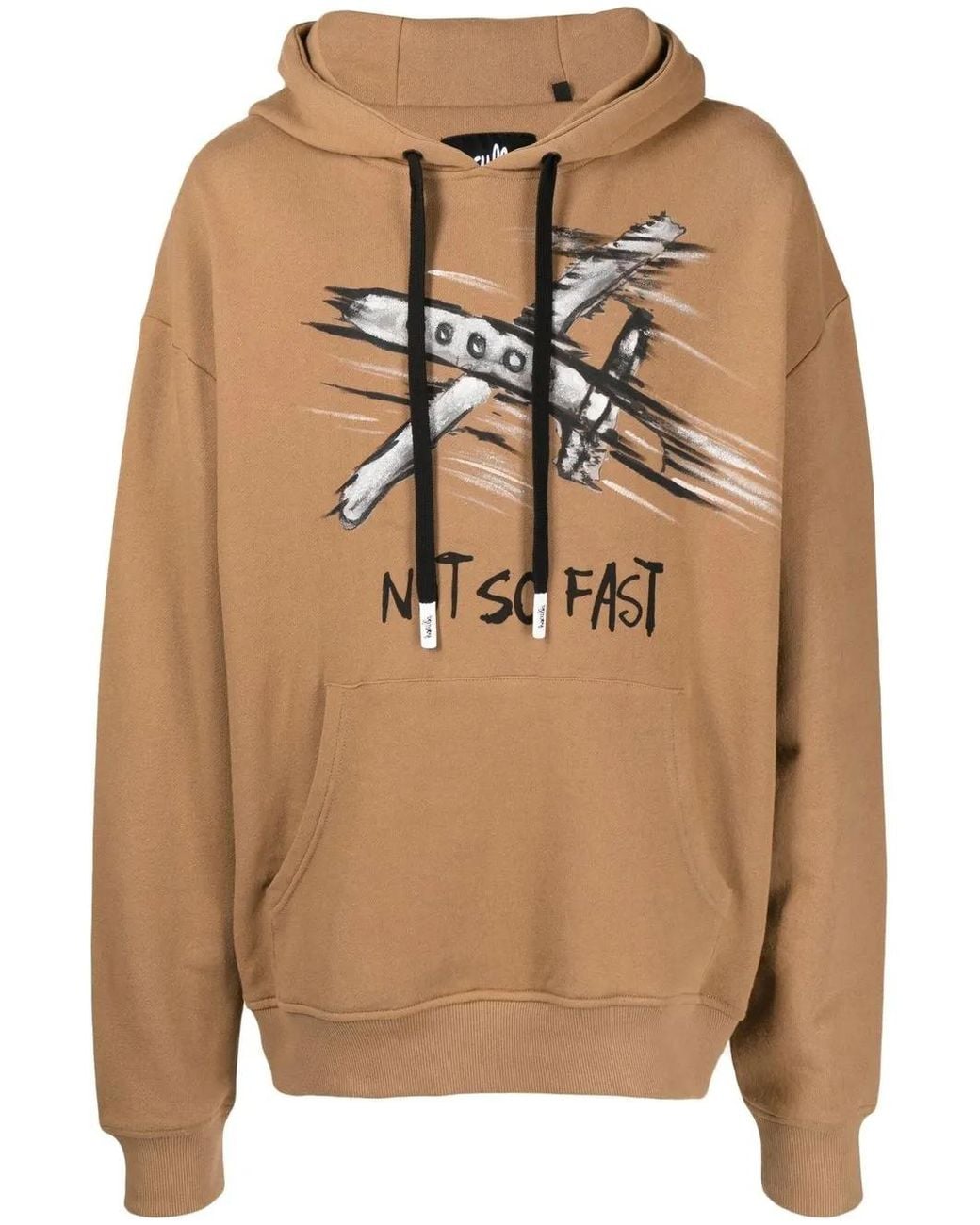 Haculla Brown Not So Fast Print Hoodie for men