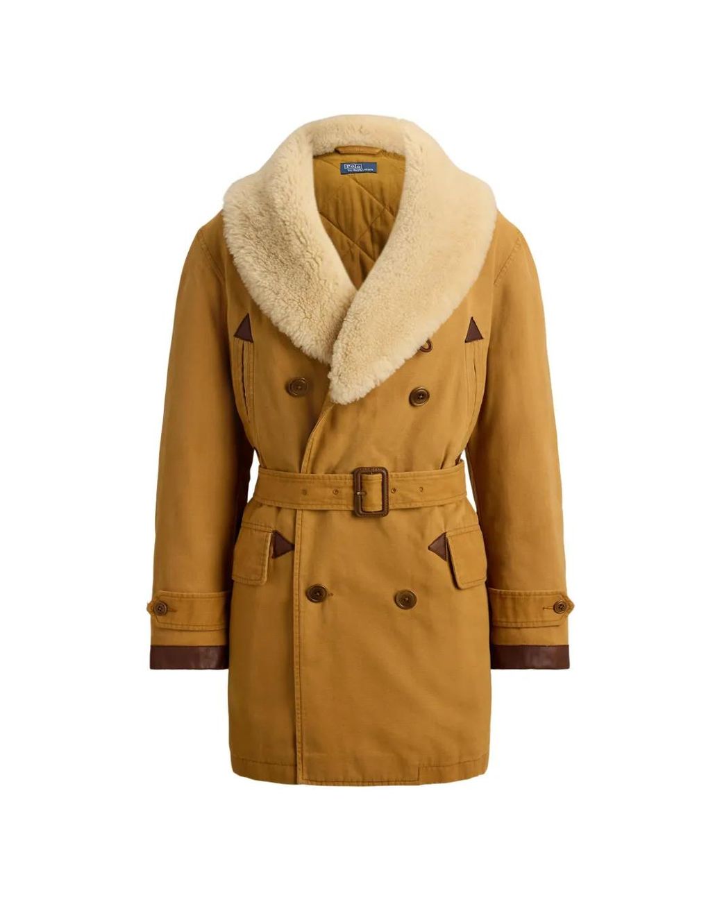 Polo Ralph Lauren Metallic Country Ranch Shearling-Collar Belted Coat