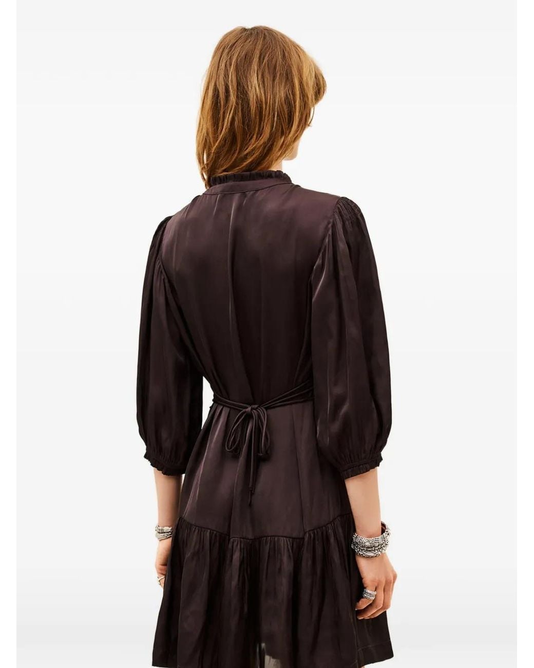 Ba&sh Brown Cyrilia Long-Sleeve Mini Dress