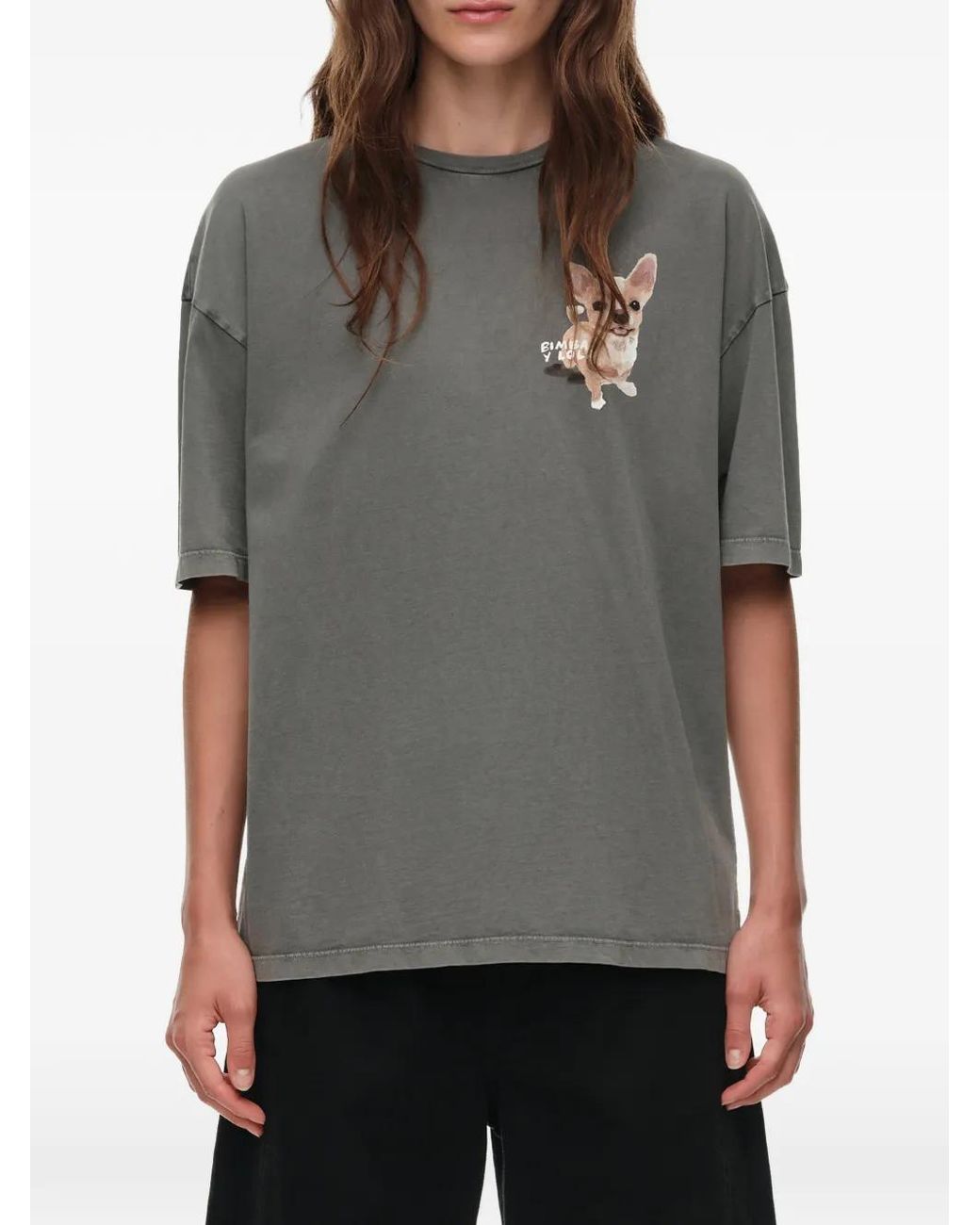 Bimba Y Lola Gray Washed Chihuahua Logo T-Shirt