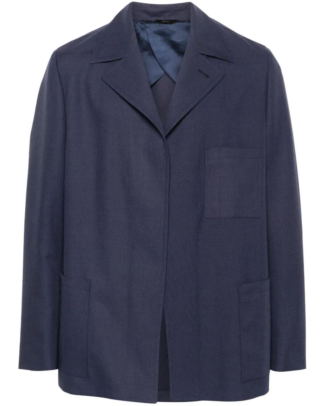 Fendi Blue Single-Breasted Virgin Wool Jacket for men