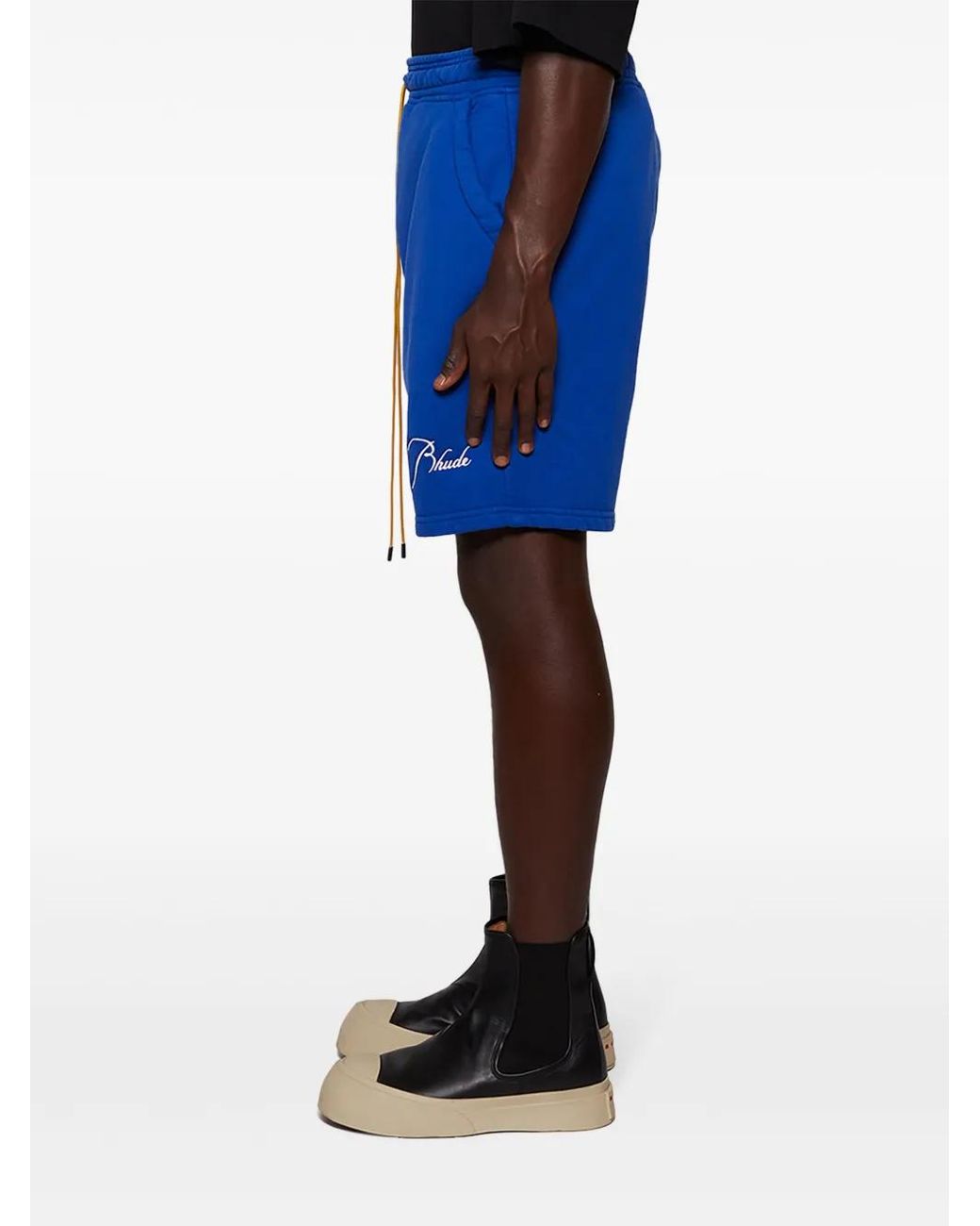 Rhude Blue Logo-Embroidered Drawstring Shorts for men