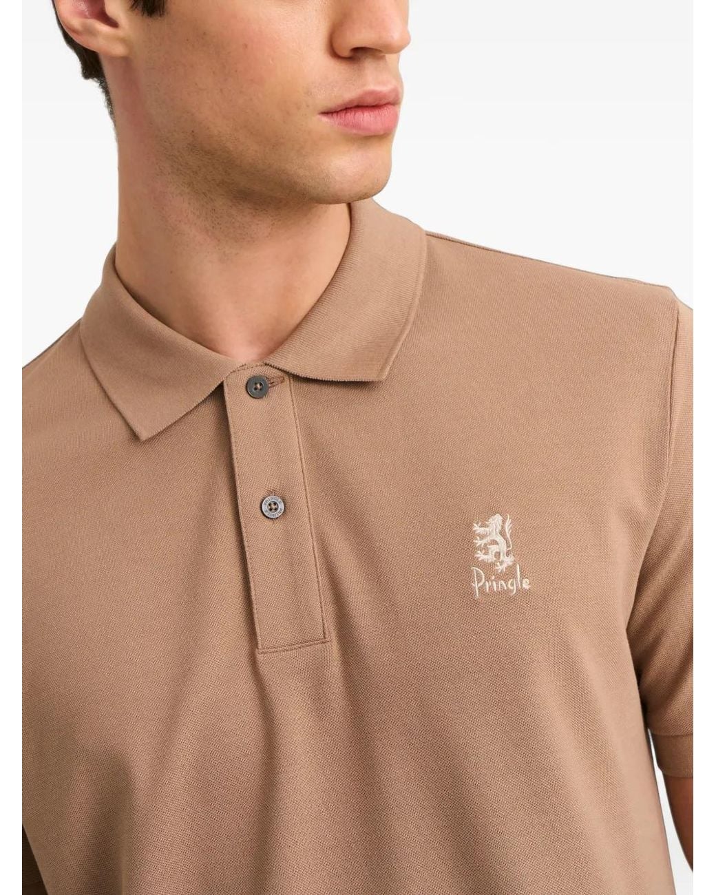 Pringle of Scotland Natural Logo-Embroidered Piqué Polo Shirt for men