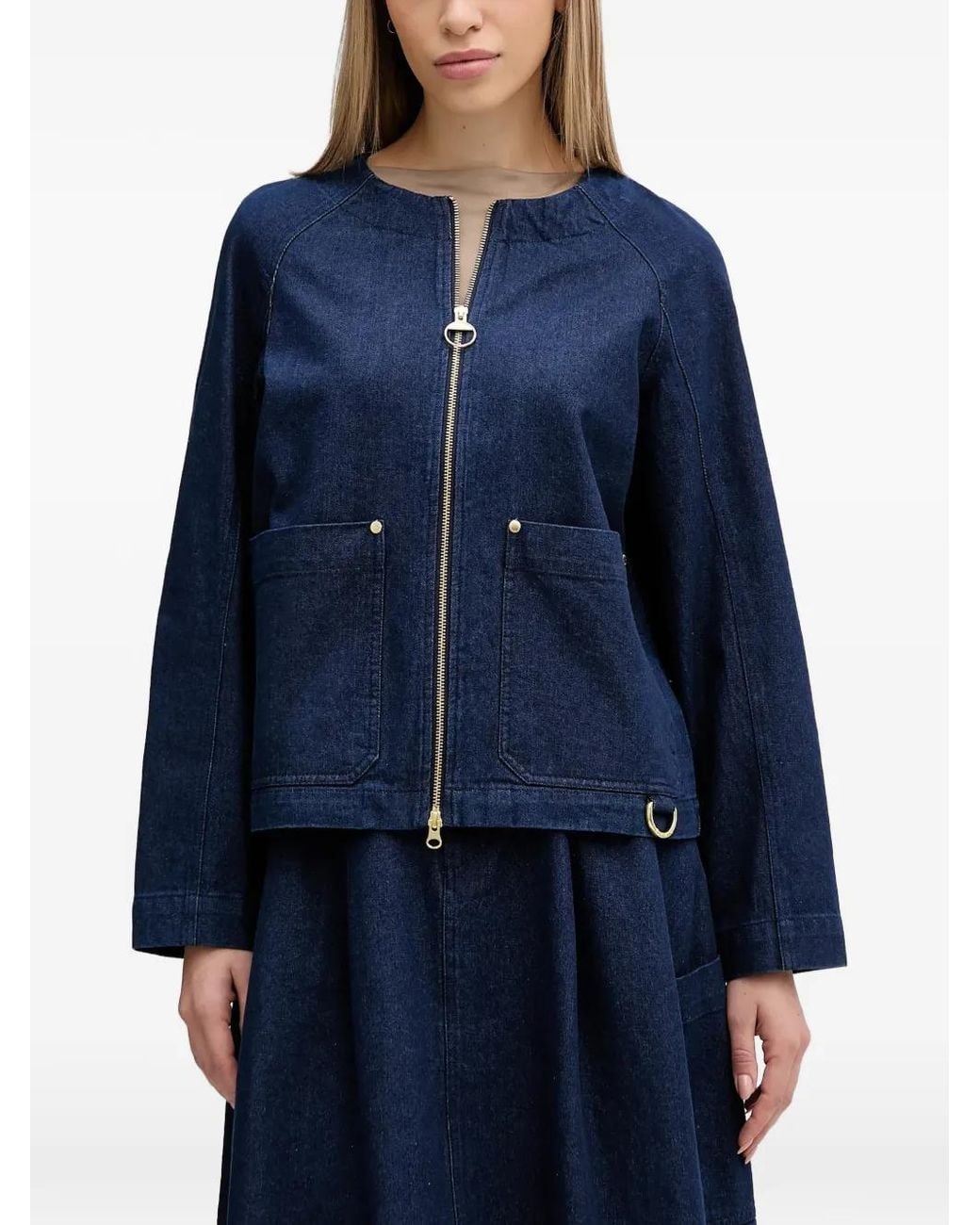 Barbour Blue Saima Zip-Up Denim Jacket