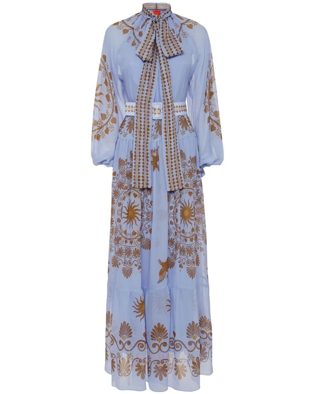 LaDoubleJ Blue Silk Chiffon Athena Maxi Dress