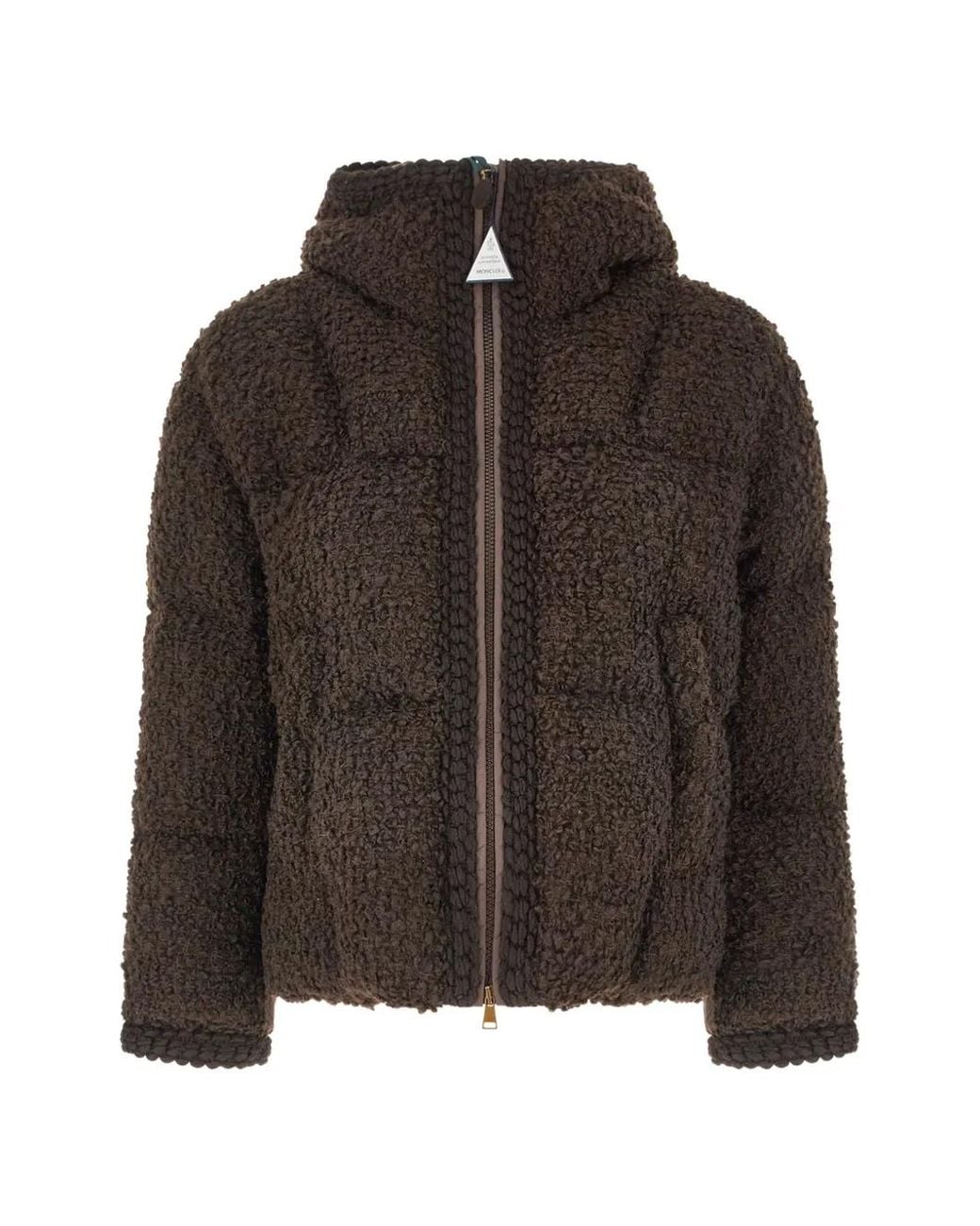 Moncler Brown Quilted Shearling-Effect Jacket