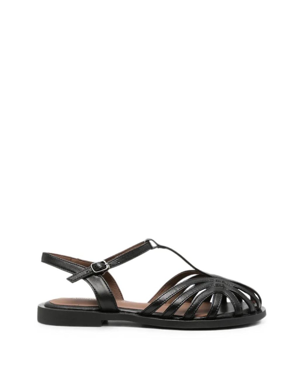 ADRIANNA FERETTI Black Cage T-Bar Sandals
