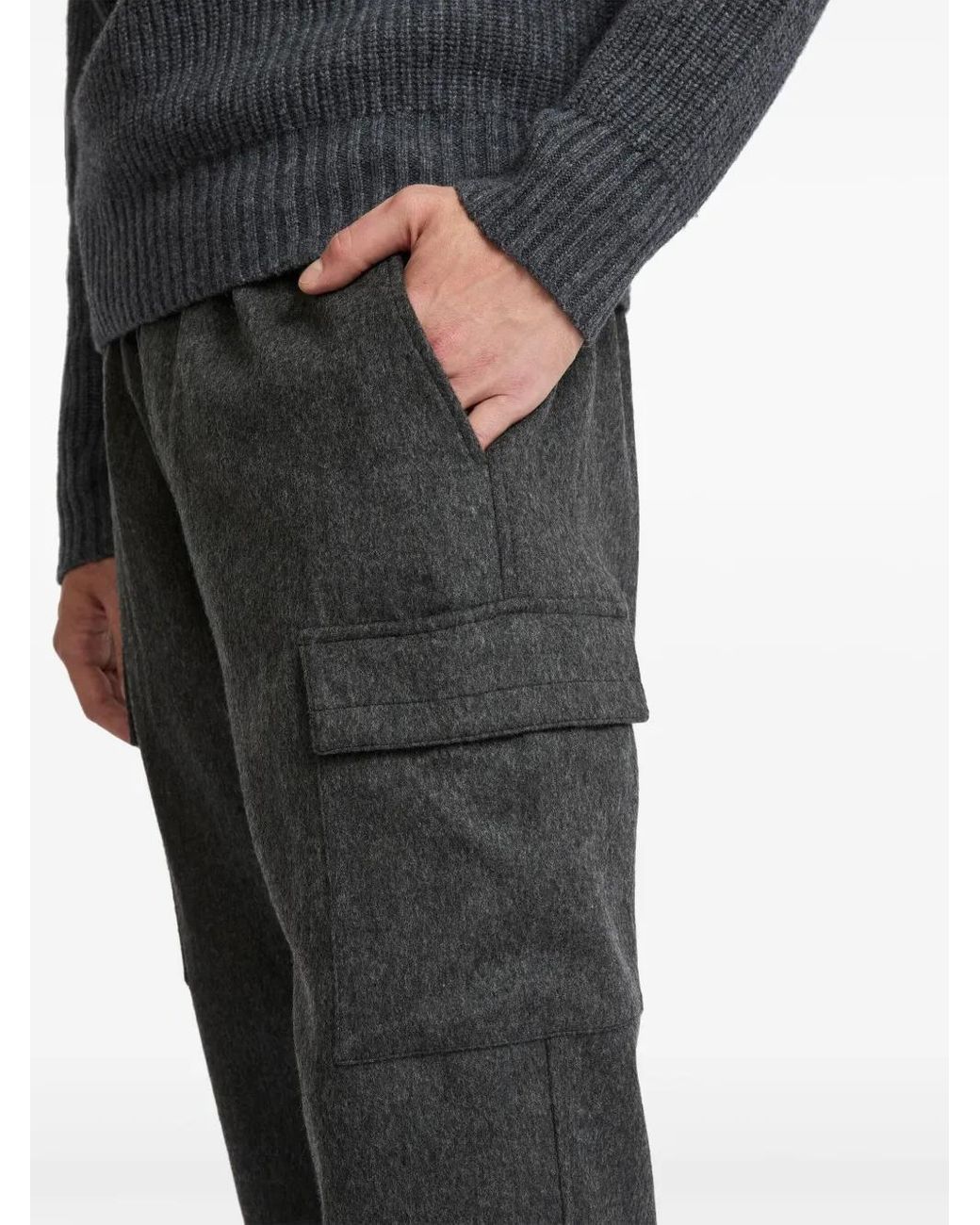Yves Salomon Gray Knitted Tapered Trousers for men