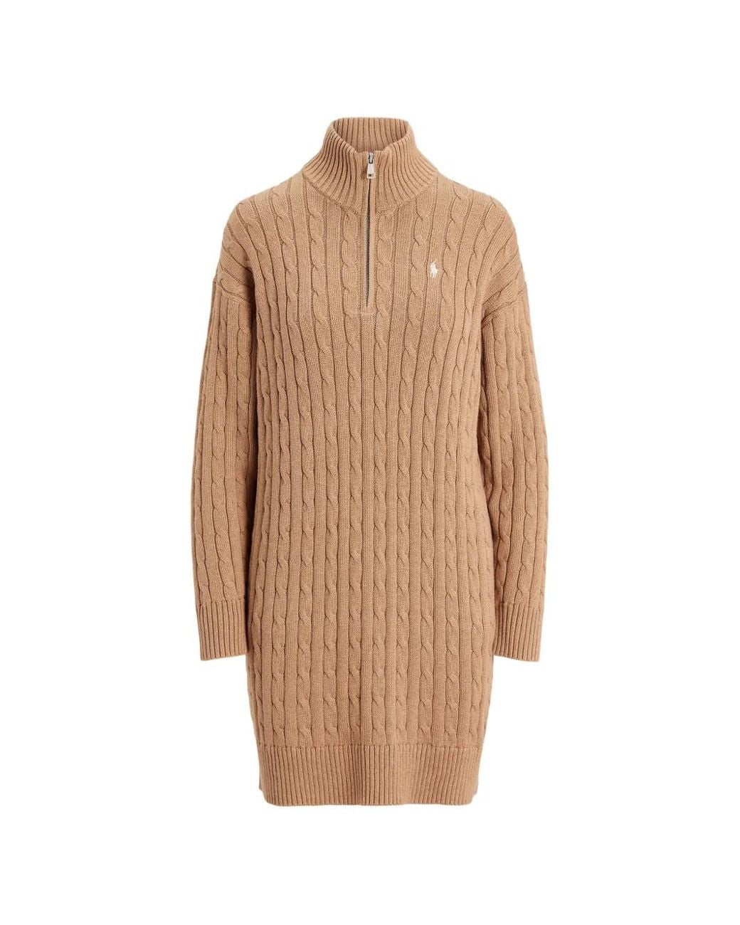 Polo Ralph Lauren Natural Cable-Knit Zipped Mini Dress