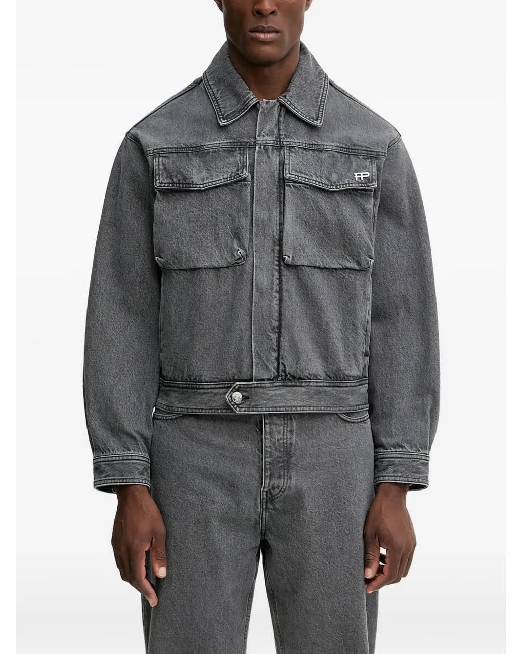 Filling Pieces Gray Logo-Detail Shirt Jacket for men