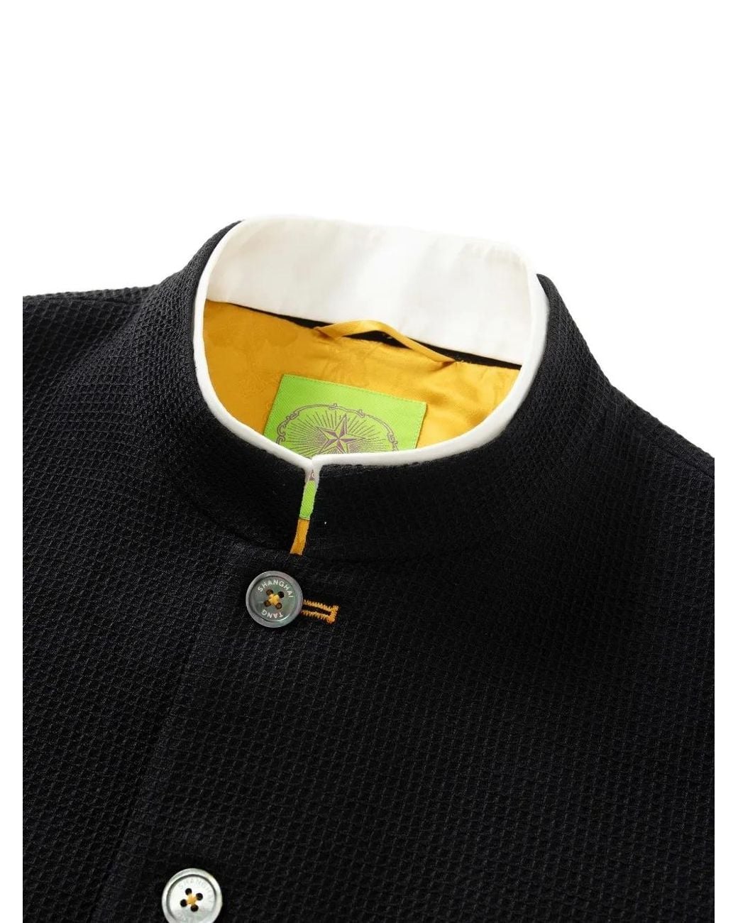 Shanghai Tang Blue Meow Meow Textured Five-Button Jacket for men
