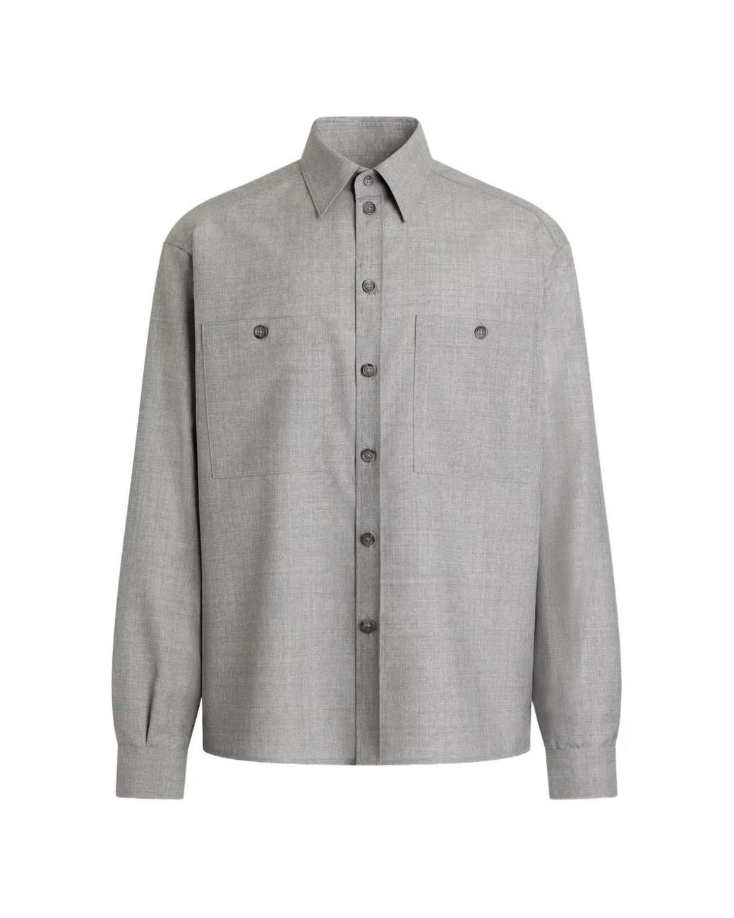 Dolce & Gabbana Gray Wool Shirt for men