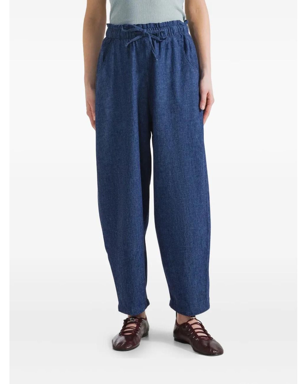 Deha Drawstring Linen Trousers in Blue Lyst UK